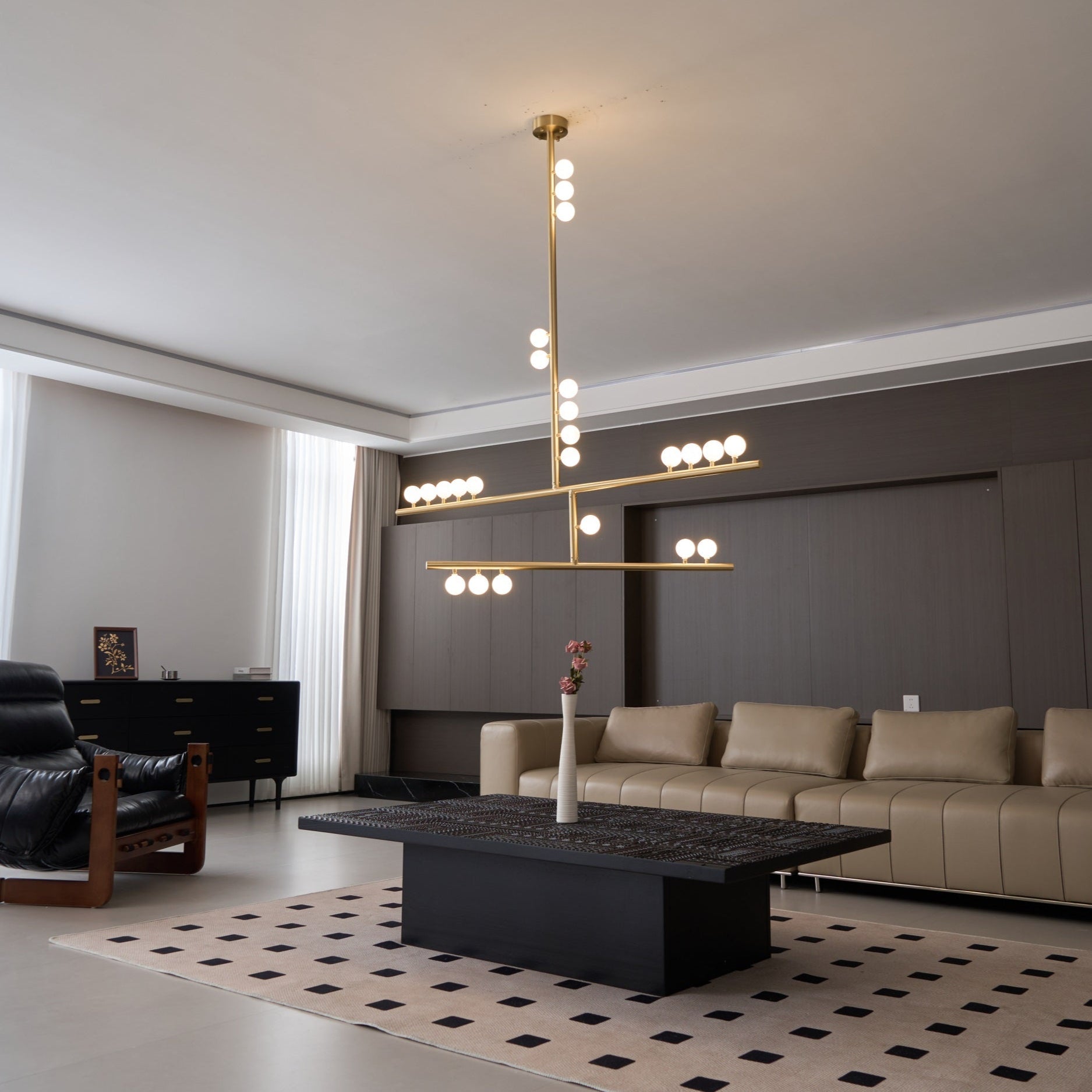 Eurzoris Geometric Brass Linear Pendant Light Chandelier - Blowlighting