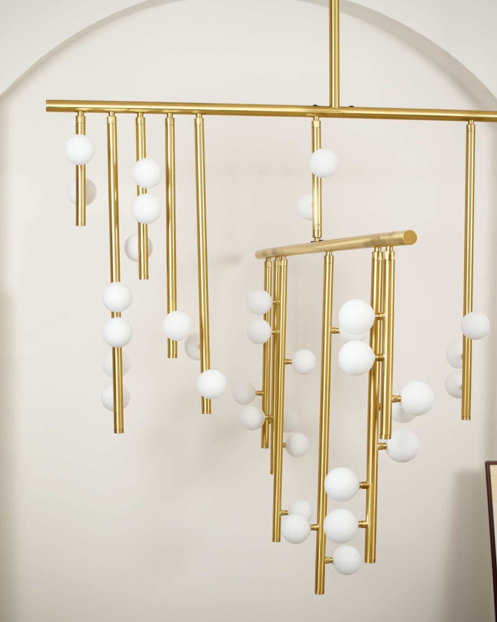 Eurzoris Geometric Brass Linear Pendant Light Chandelier - Blowlighting
