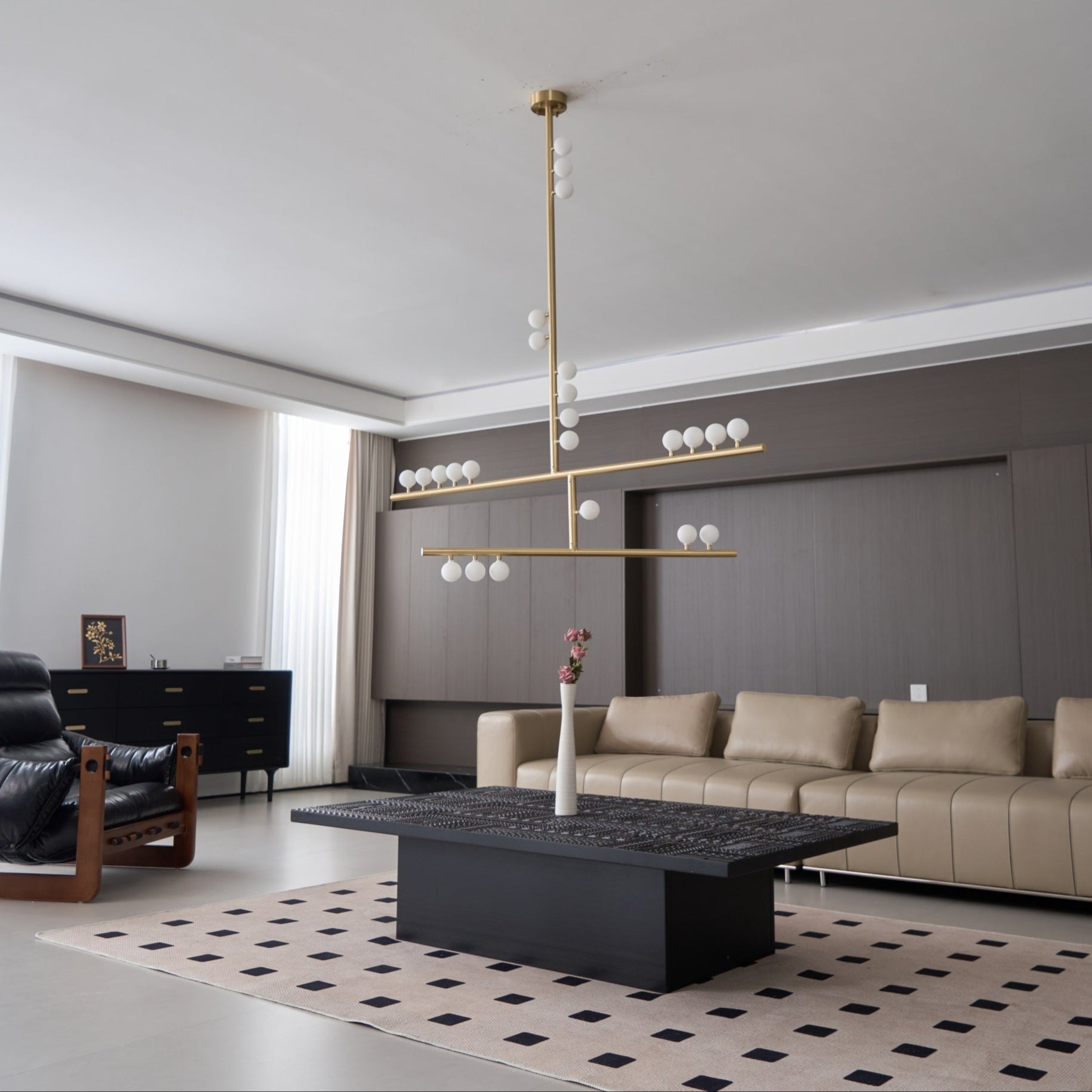 Eurzoris Geometric Brass Linear Pendant Light Chandelier - Blowlighting