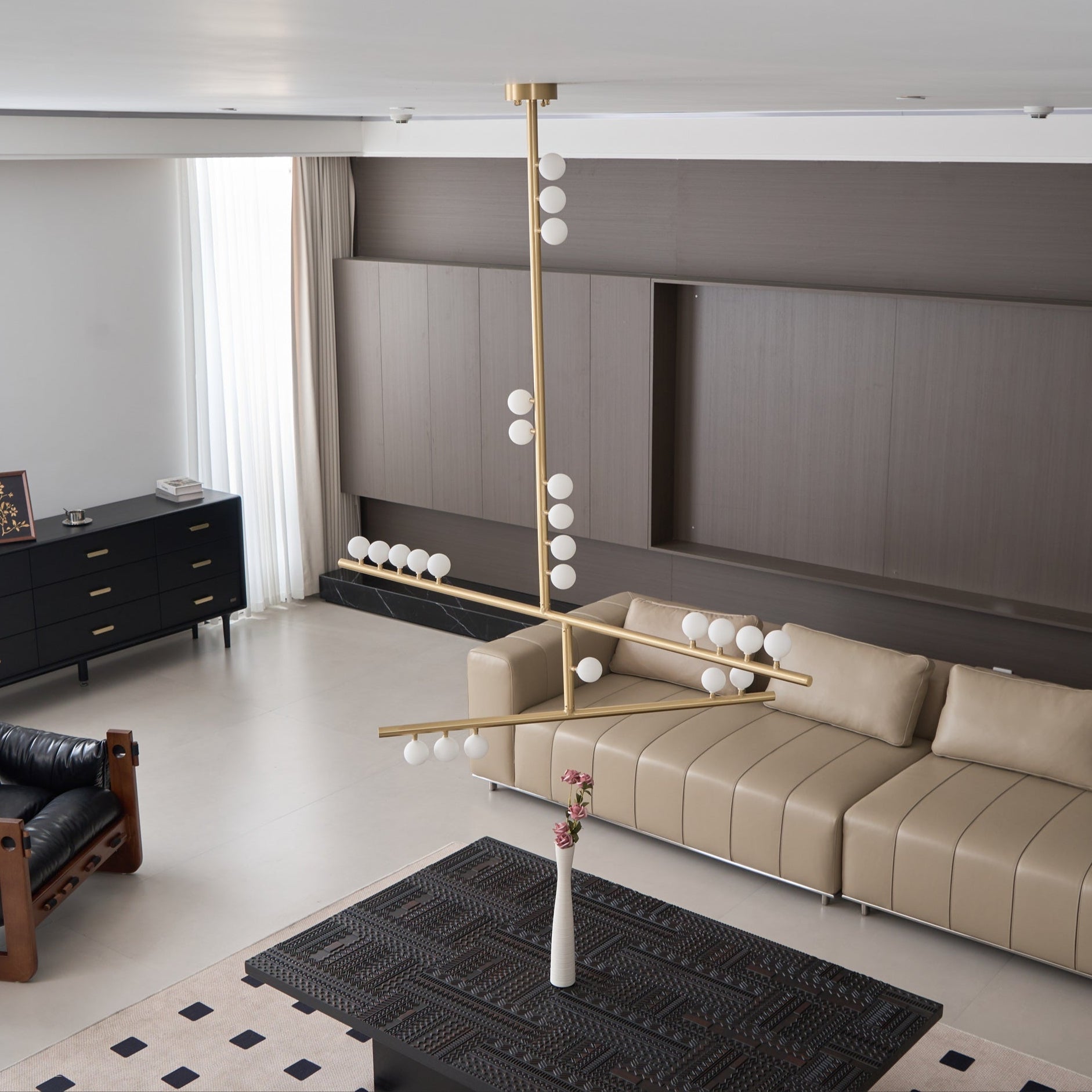 Eurzoris Geometric Brass Linear Pendant Light Chandelier - Blowlighting