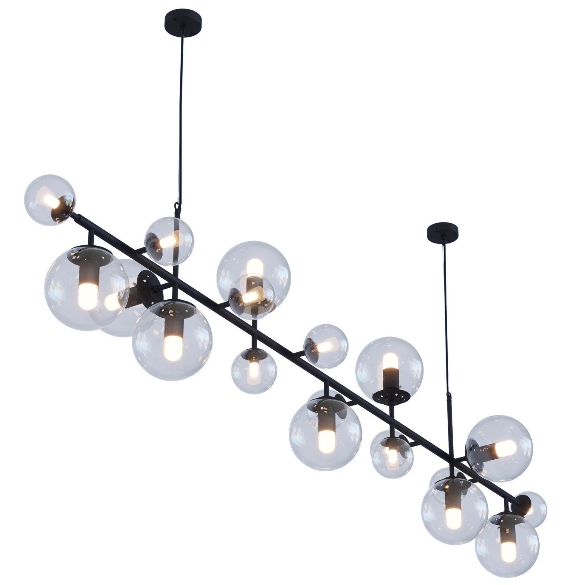 Brass Glass Globe Chandelier - Blowlighting