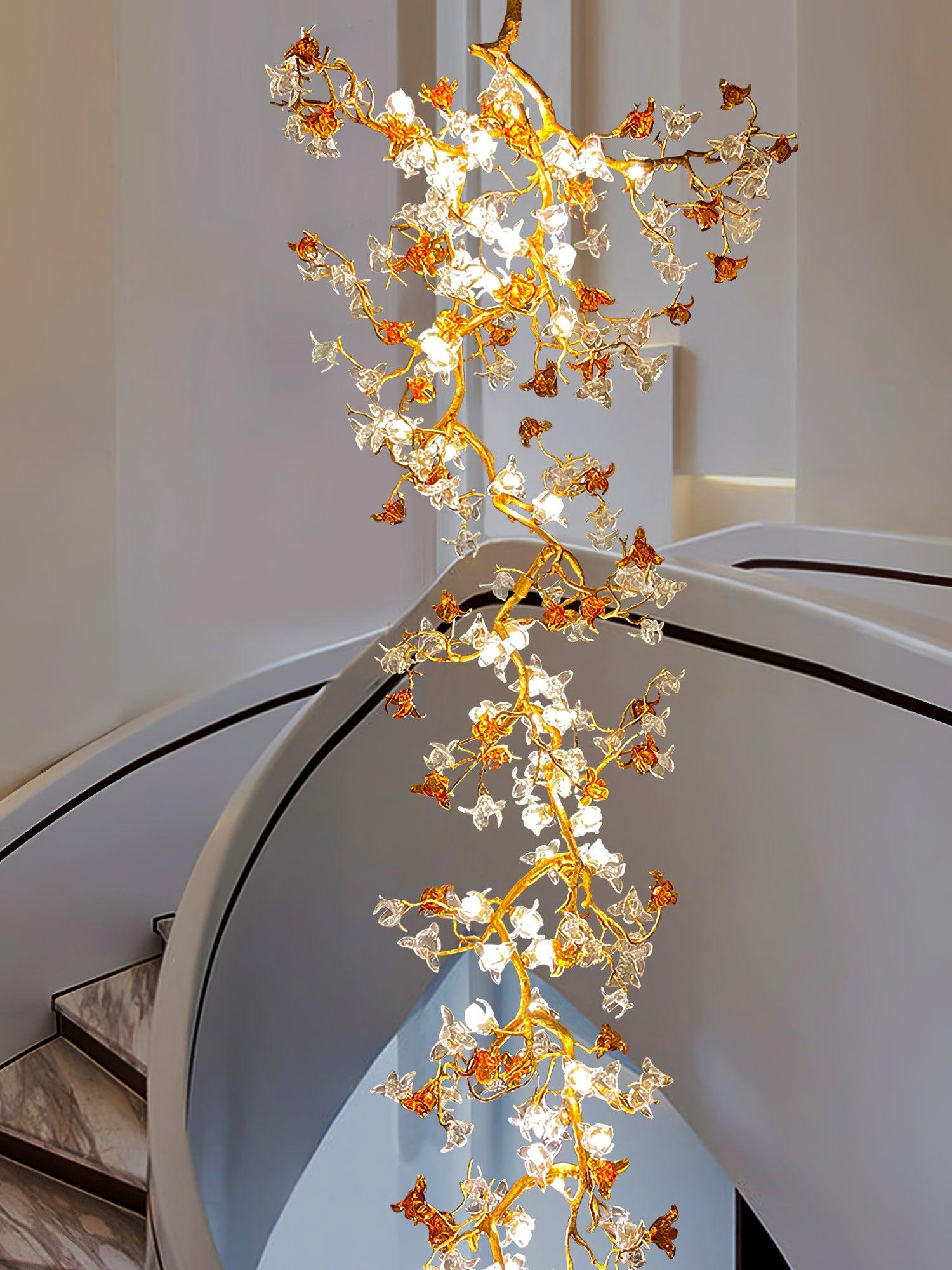 Aare Maple Branch Brass Crystal Chandelier - Blowlighting