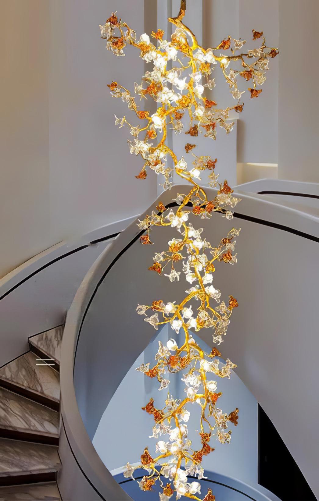 Aare Maple Branch Brass Crystal Chandelier - Blowlighting