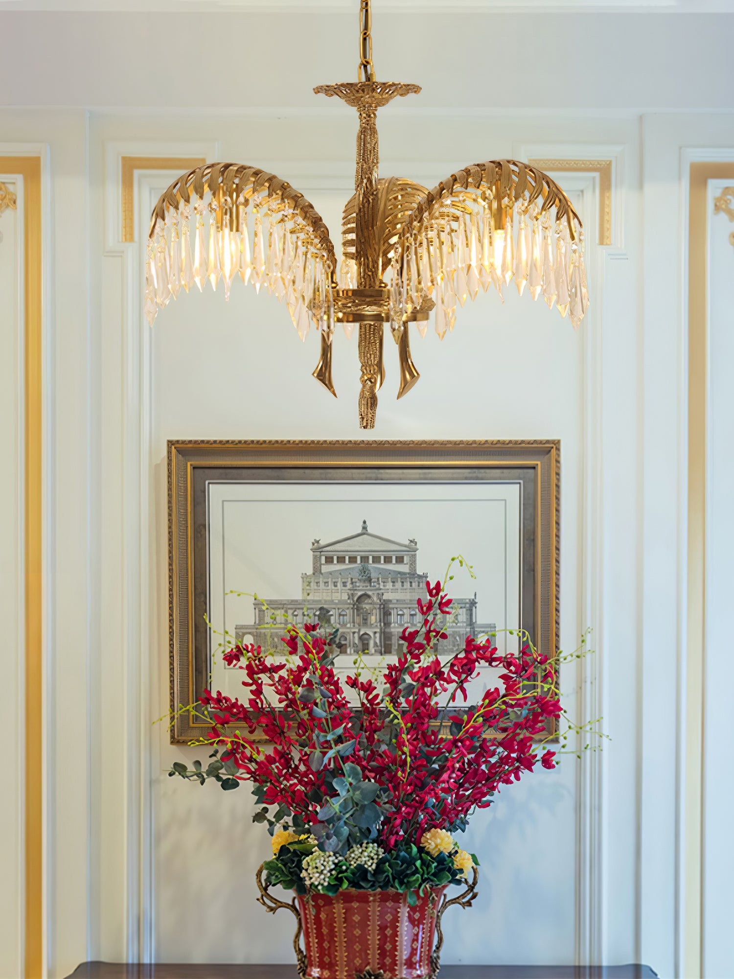 Odoraris Regal Brass Crystal Chandelier - Blowlighting