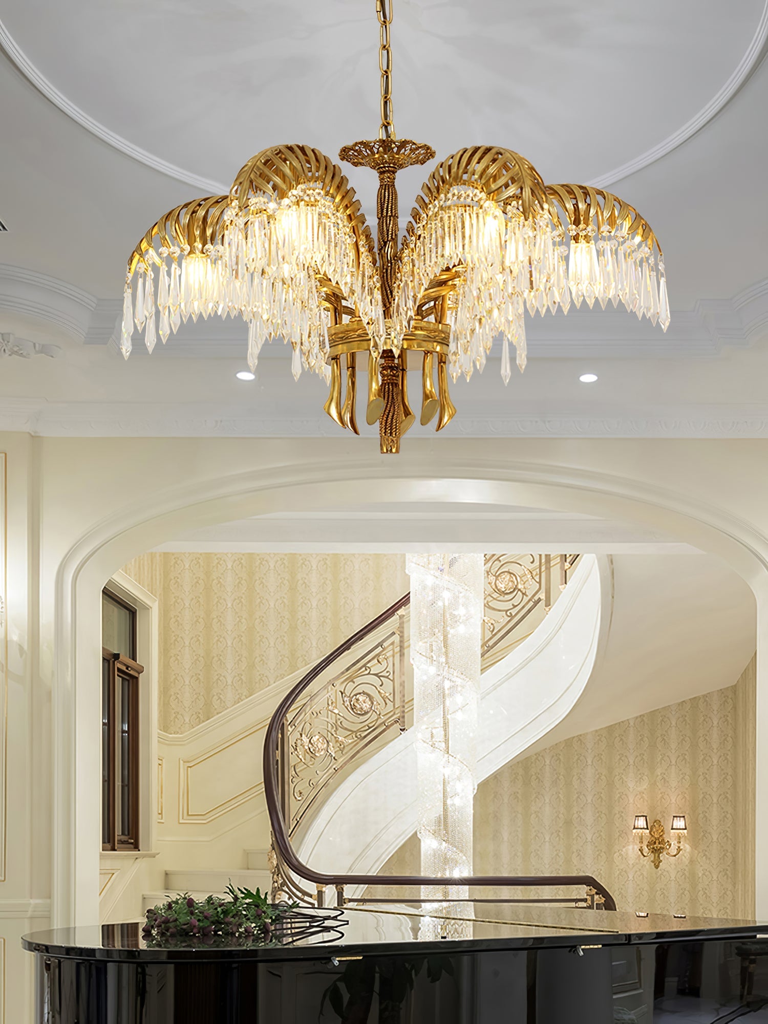 Odoraris Regal Brass Crystal Chandelier - Blowlighting