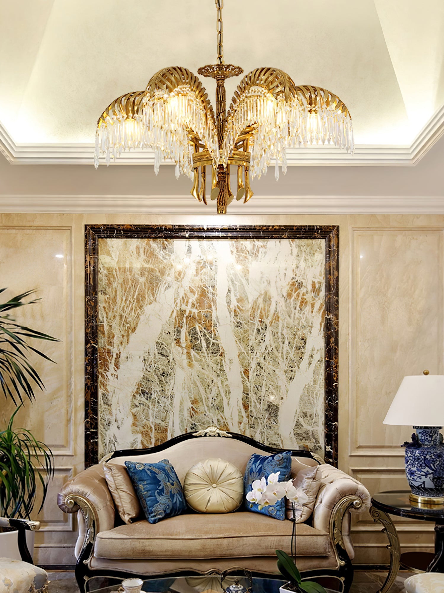 Odoraris Regal Brass Crystal Chandelier - Blowlighting