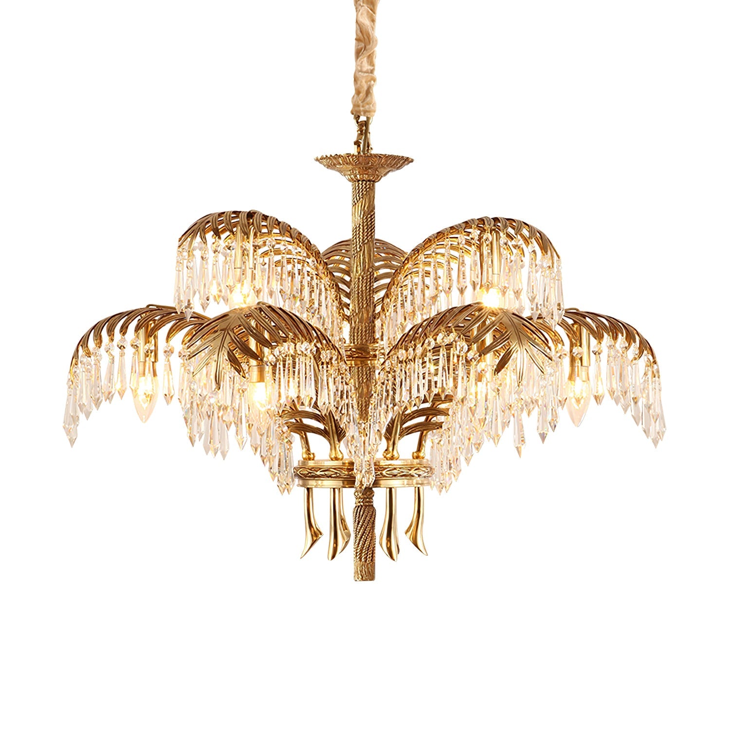 Odoraris Regal Brass Crystal Chandelier - Blowlighting