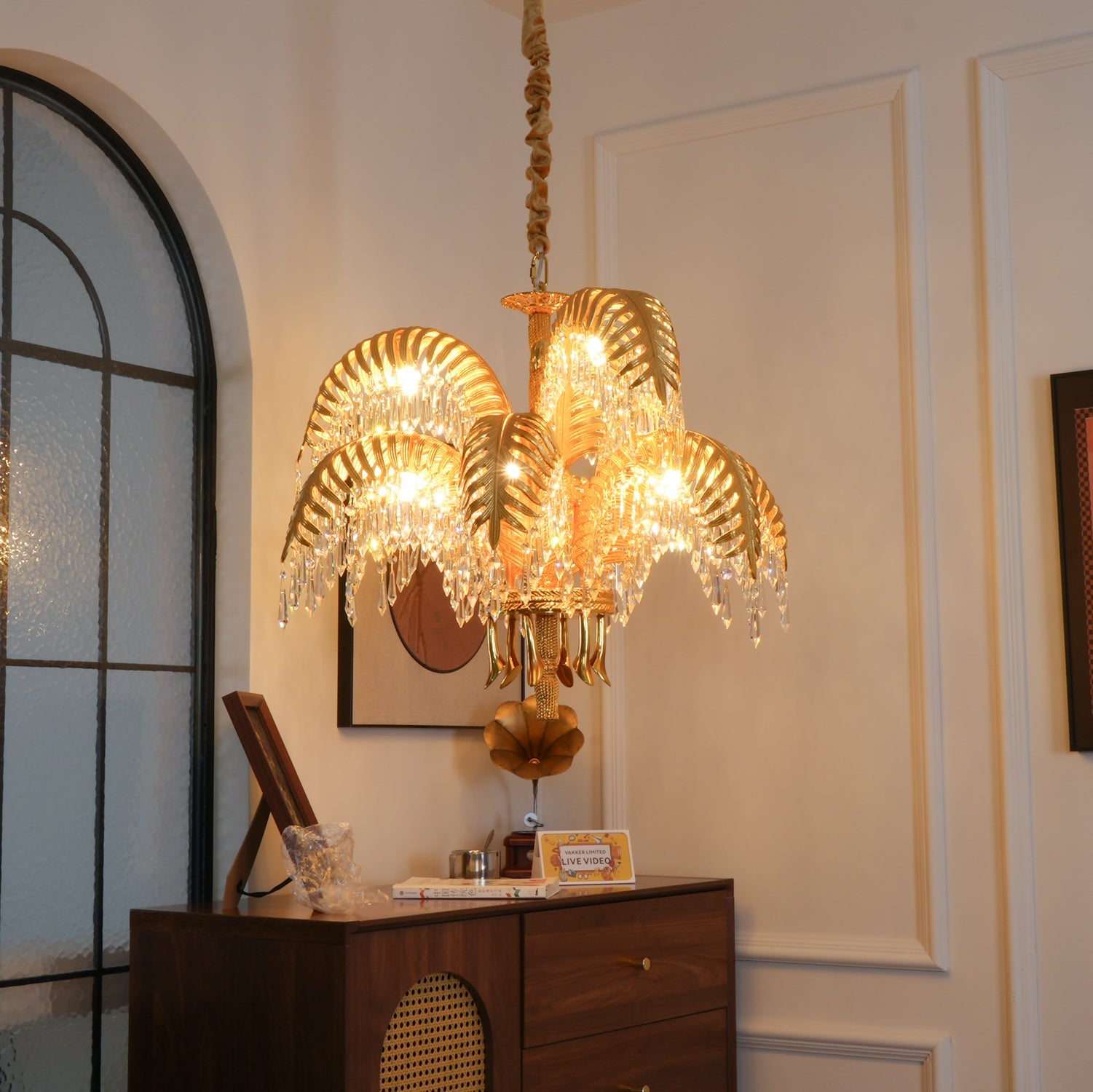 Odoraris Regal Brass Crystal Chandelier - Blowlighting