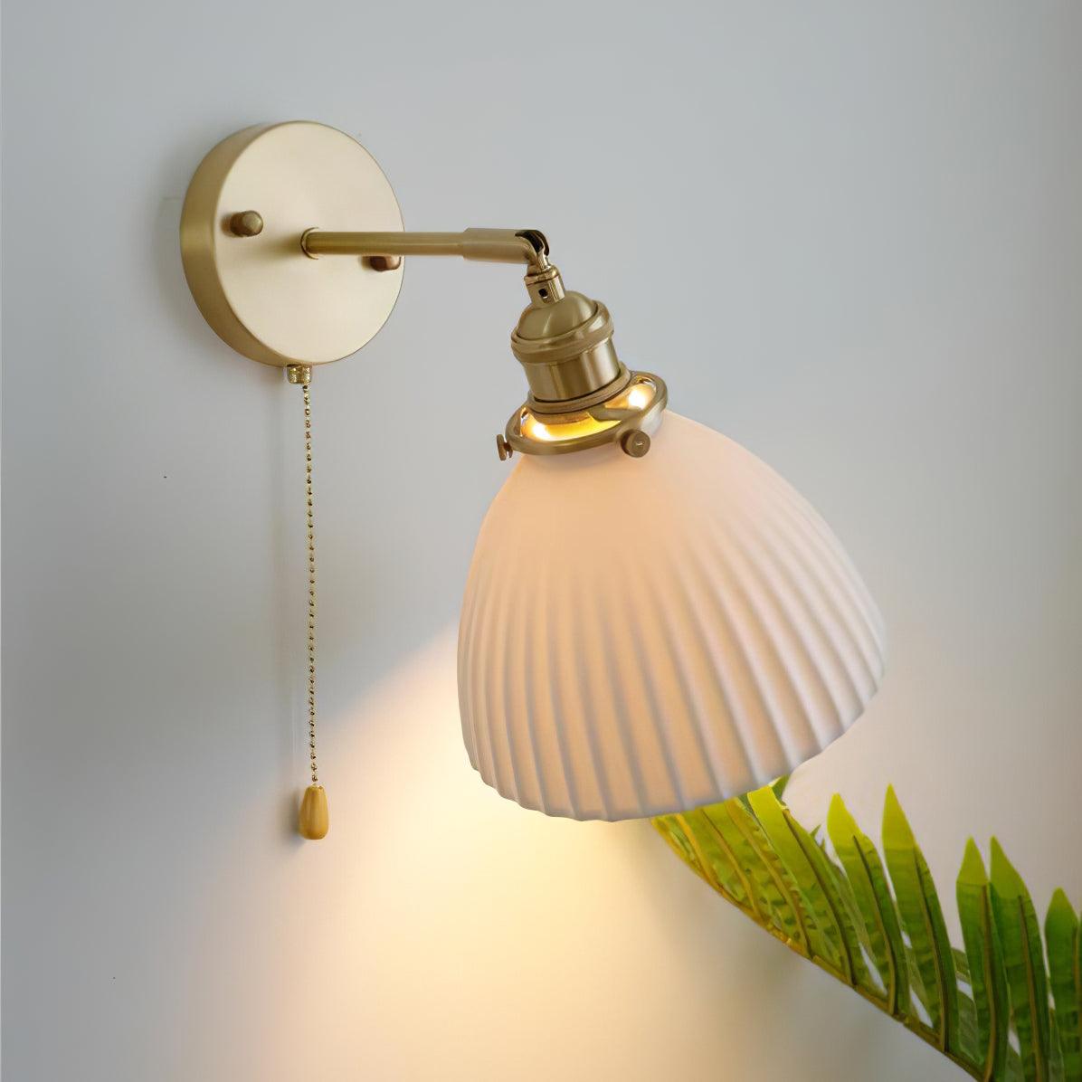 Brass Pleated Ceramic Wall Lamp - Blowlighting