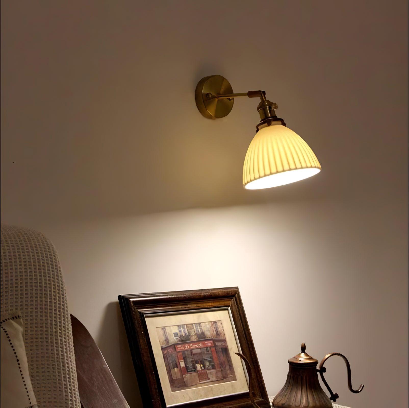 Brass Pleated Ceramic Wall Lamp - Blowlighting