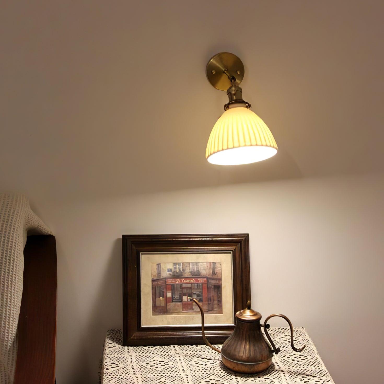 Brass Pleated Ceramic Wall Lamp - Blowlighting