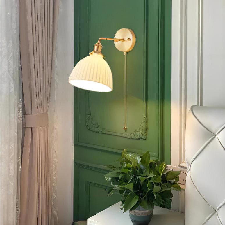Brass Pleated Ceramic Wall Lamp - Blowlighting