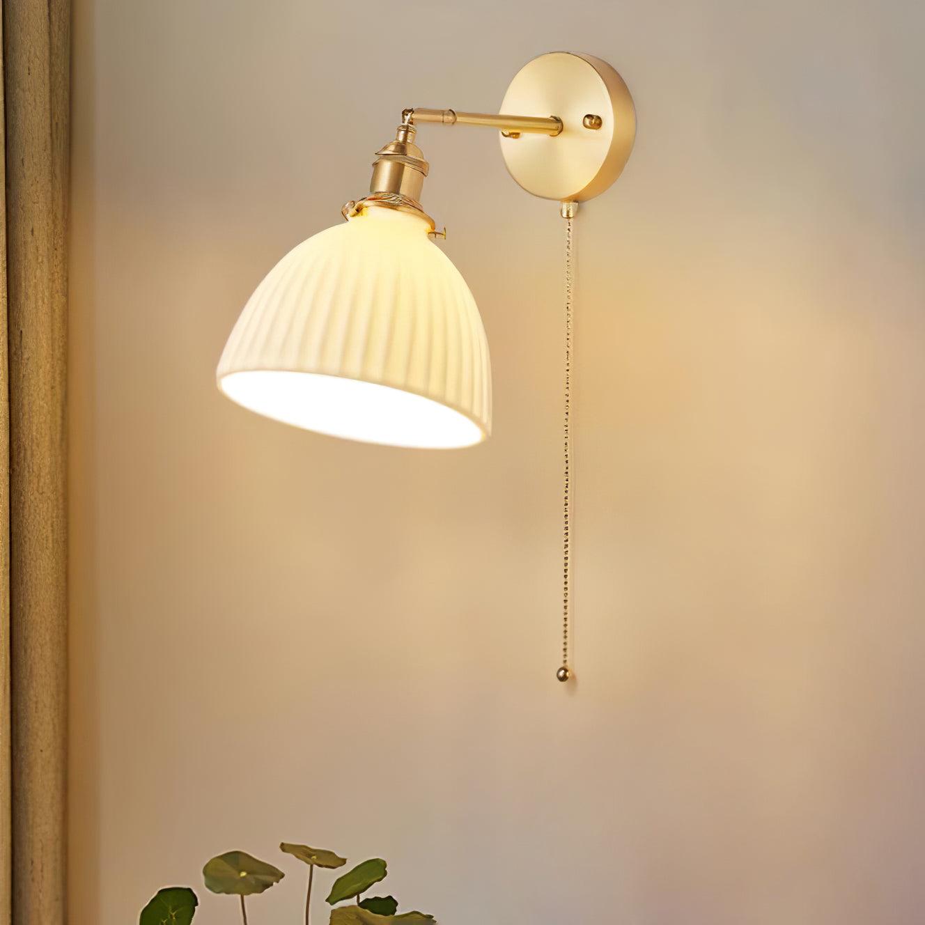 Brass Pleated Ceramic Wall Lamp - Blowlighting