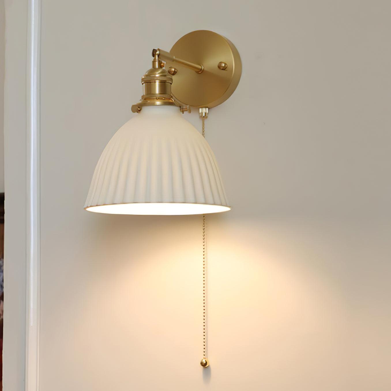 Brass Pleated Ceramic Wall Lamp - Blowlighting