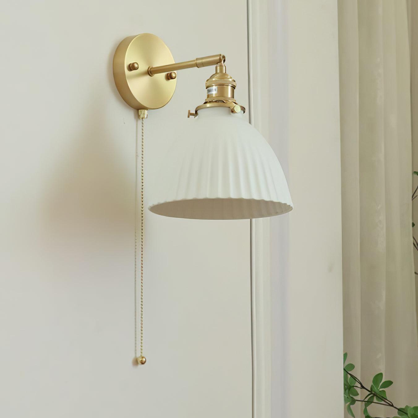 Brass Pleated Ceramic Wall Lamp - Blowlighting