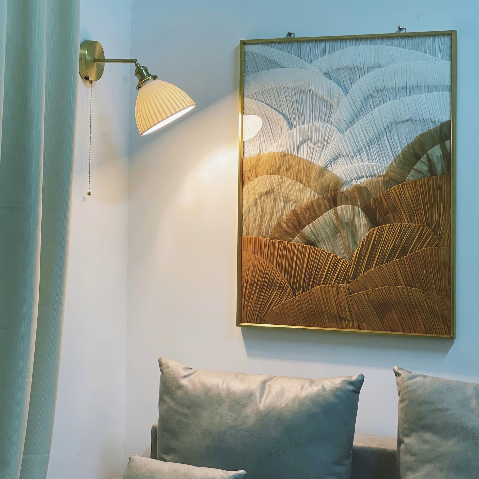 Brass Pleated Ceramic Wall Lamp - Blowlighting