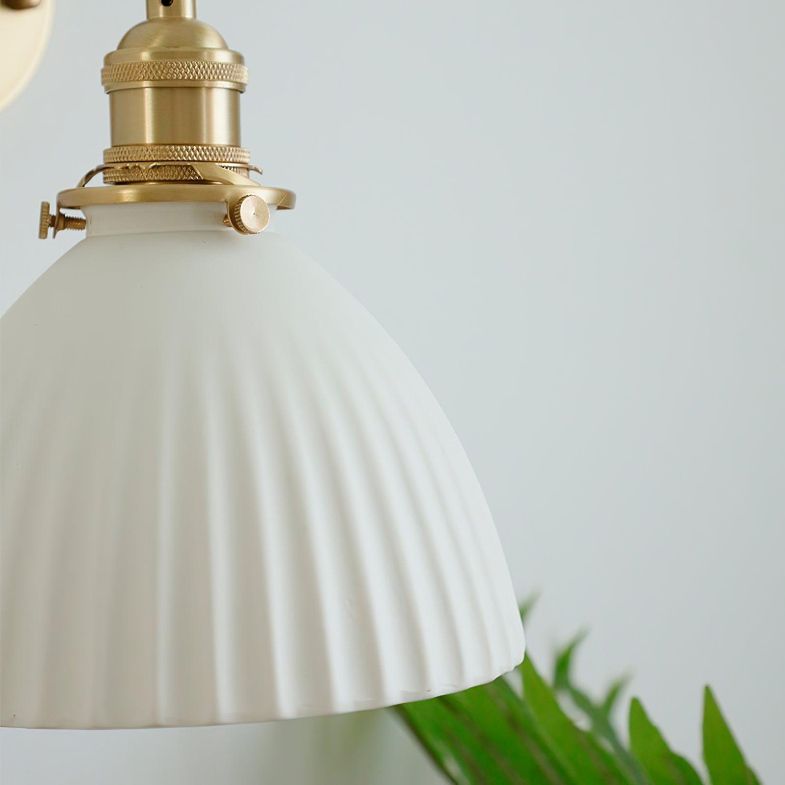 Brass Pleated Ceramic Wall Lamp - Blowlighting
