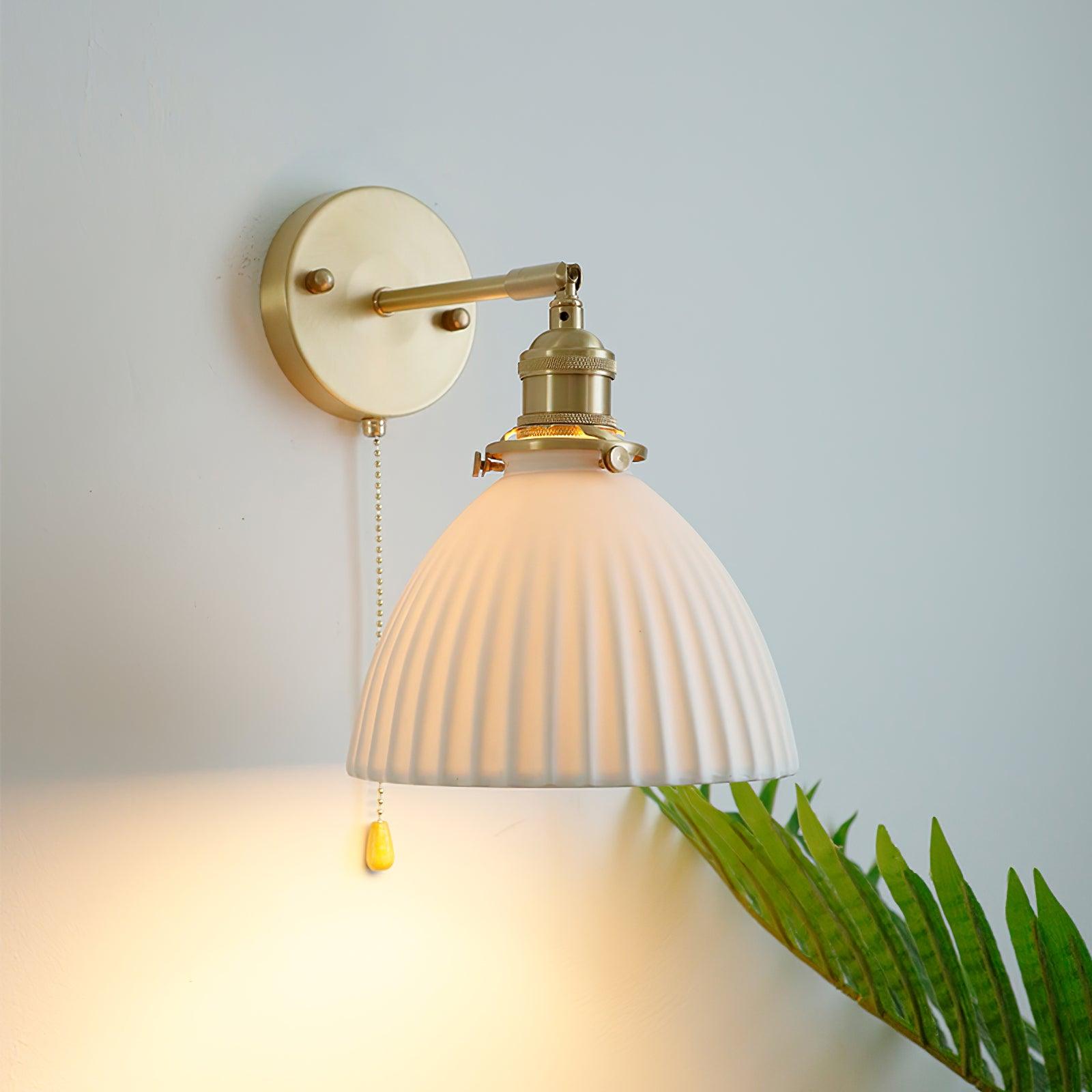 Brass Pleated Ceramic Wall Lamp - Blowlighting