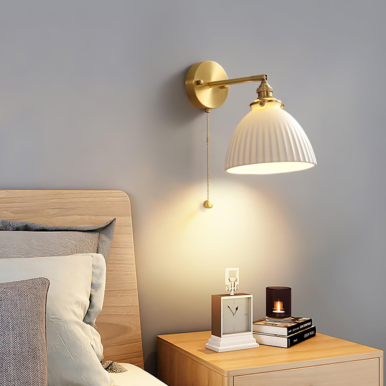Brass Pleated Ceramic Wall Lamp - Blowlighting