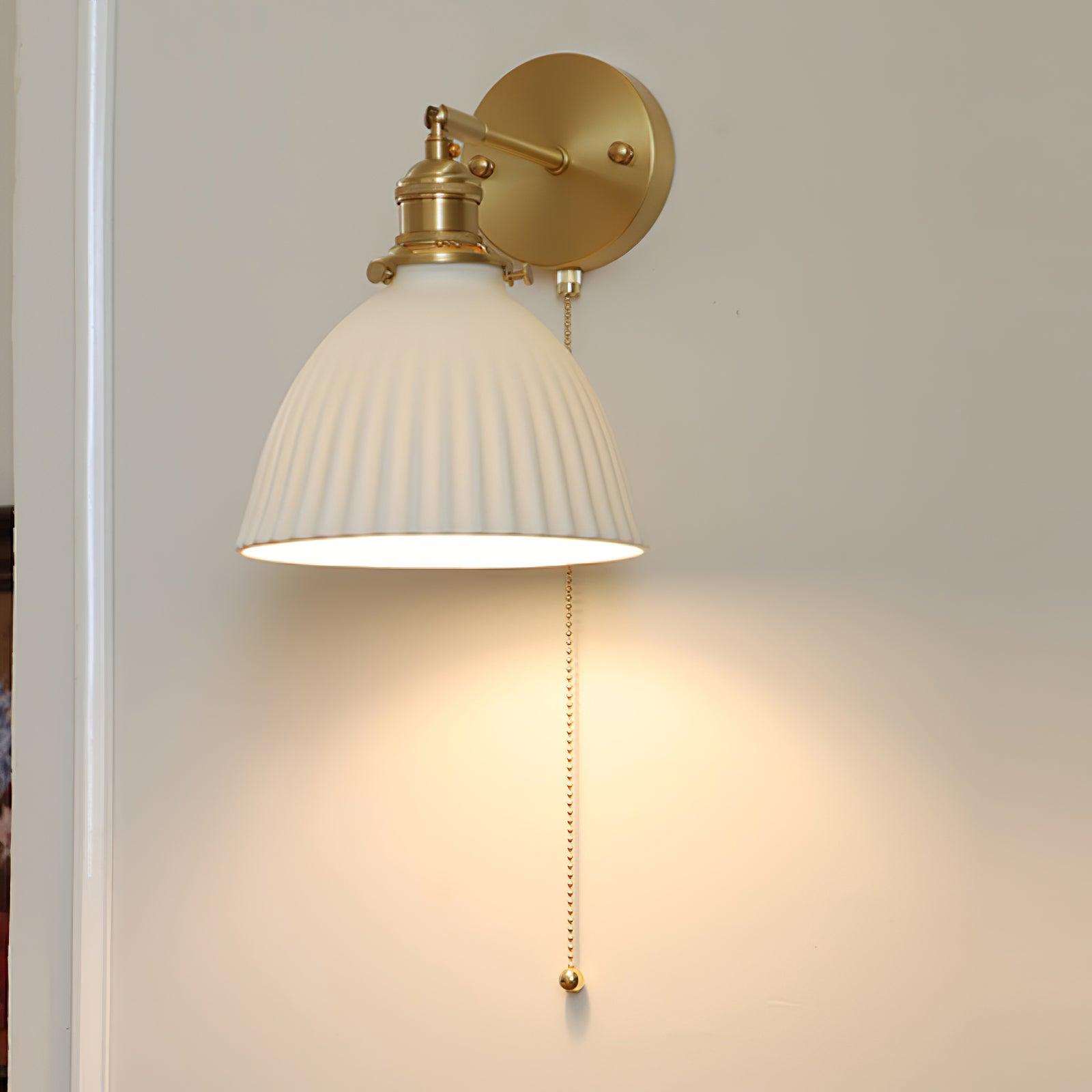 Brass Pleated Ceramic Wall Lamp - Blowlighting