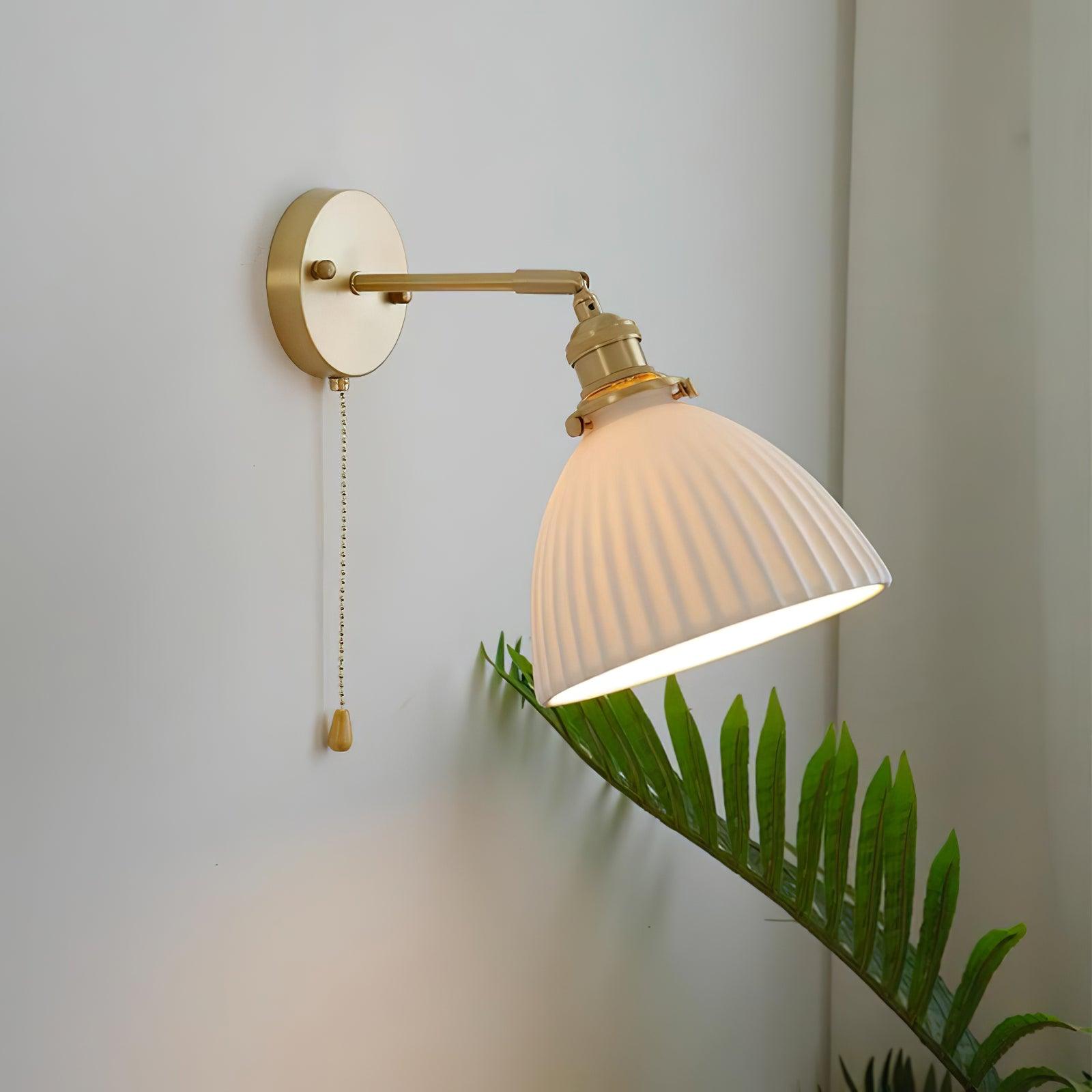 Brass Pleated Ceramic Wall Lamp - Blowlighting
