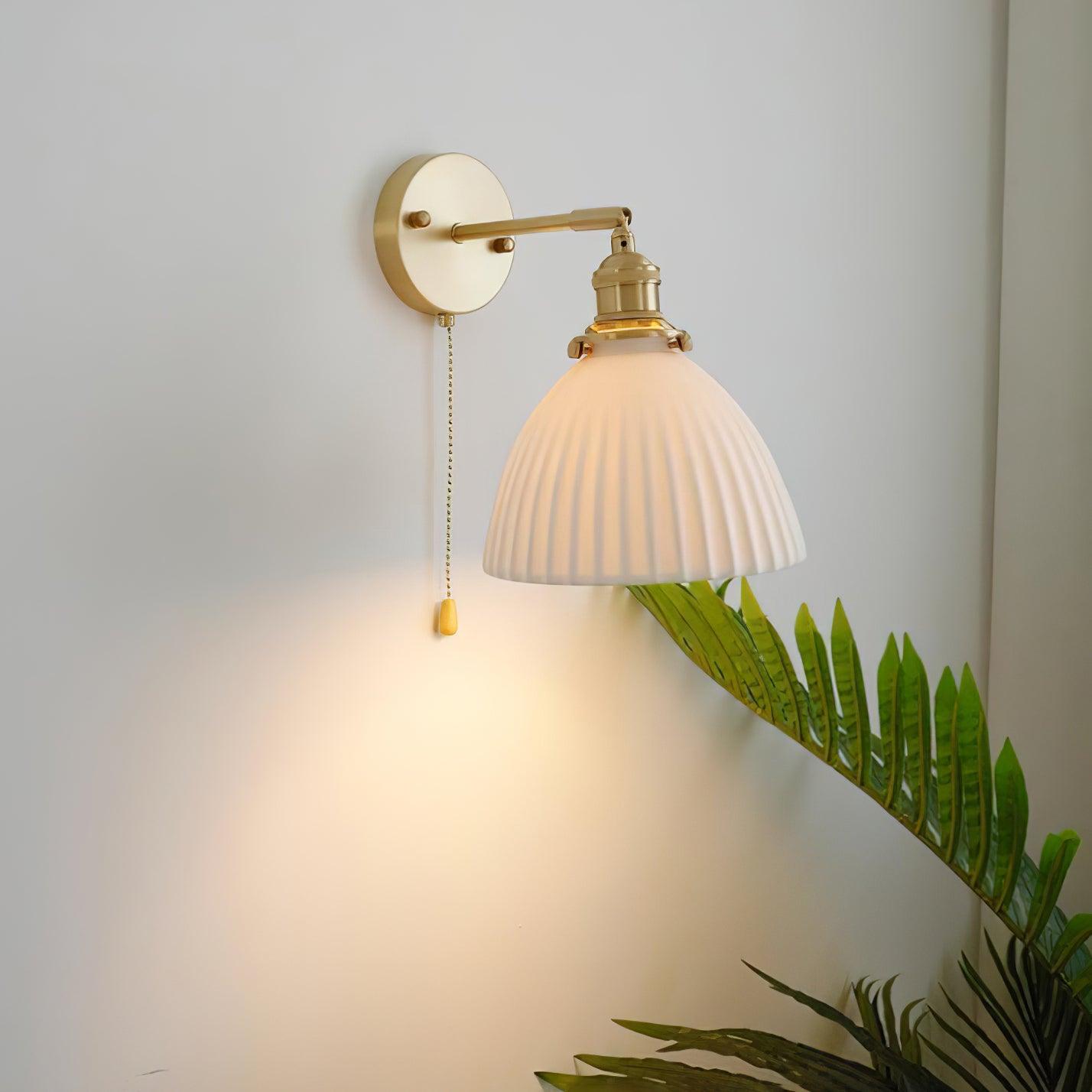 Brass Pleated Ceramic Wall Lamp - Blowlighting
