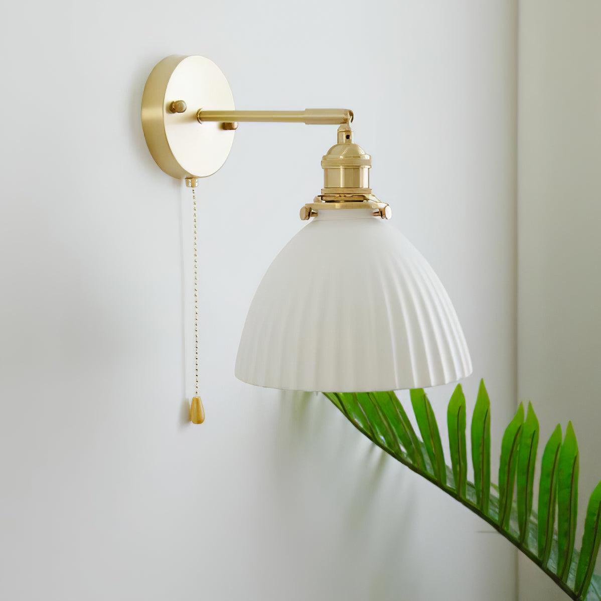 Brass Pleated Ceramic Wall Lamp - Blowlighting
