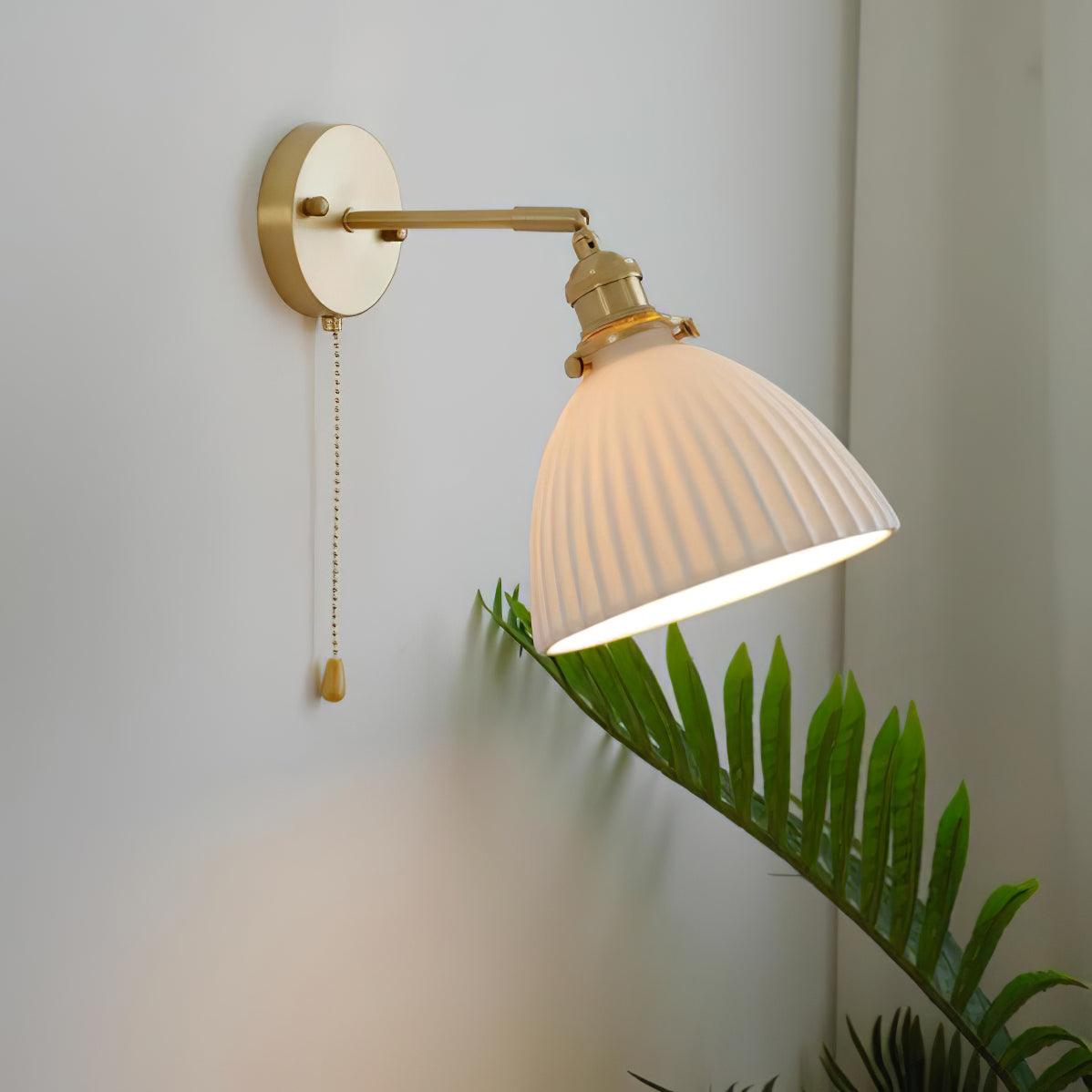 Brass Pleated Ceramic Wall Lamp - Blowlighting