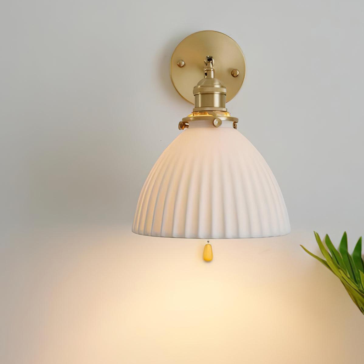 Brass Pleated Ceramic Wall Lamp - Blowlighting