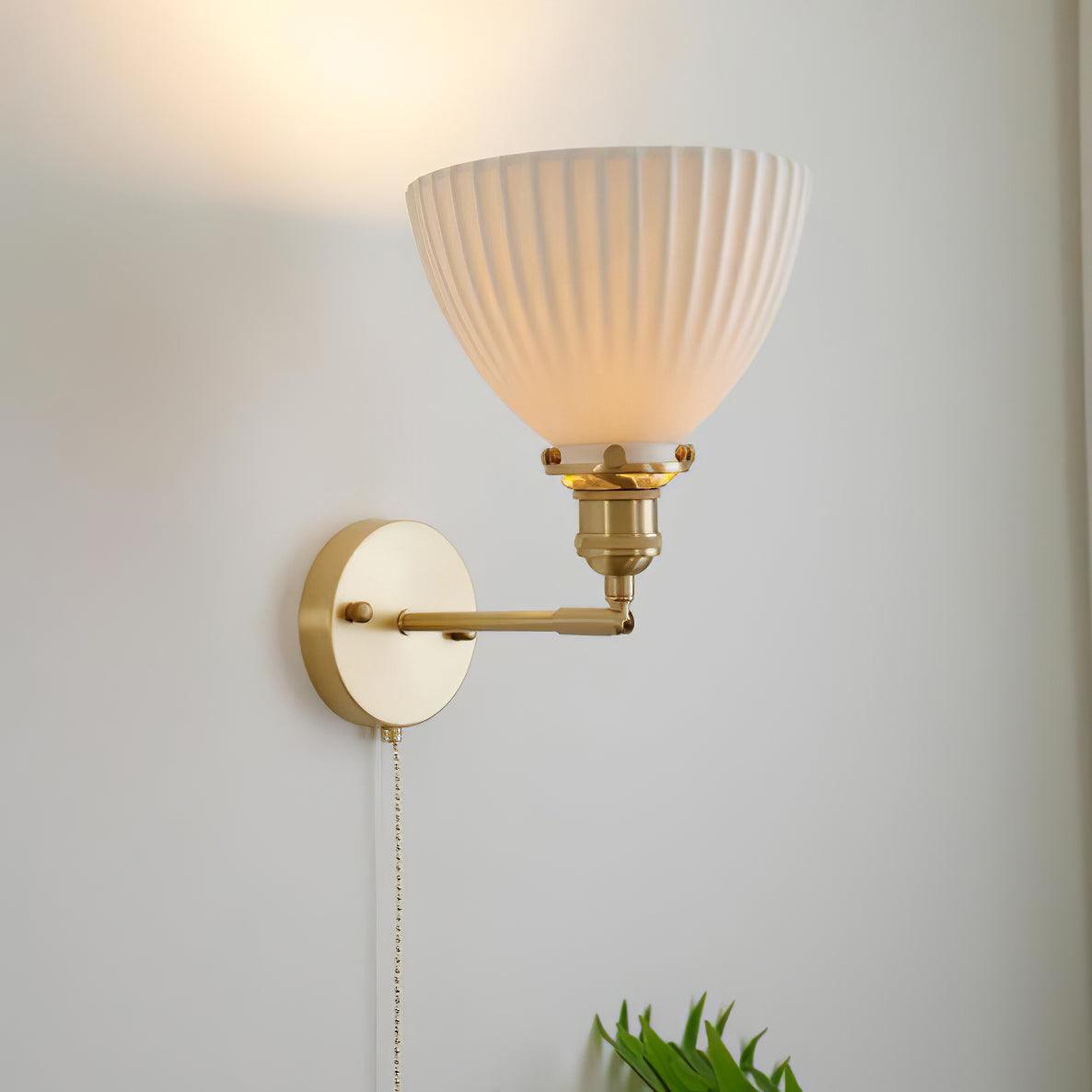 Brass Pleated Ceramic Wall Lamp - Blowlighting