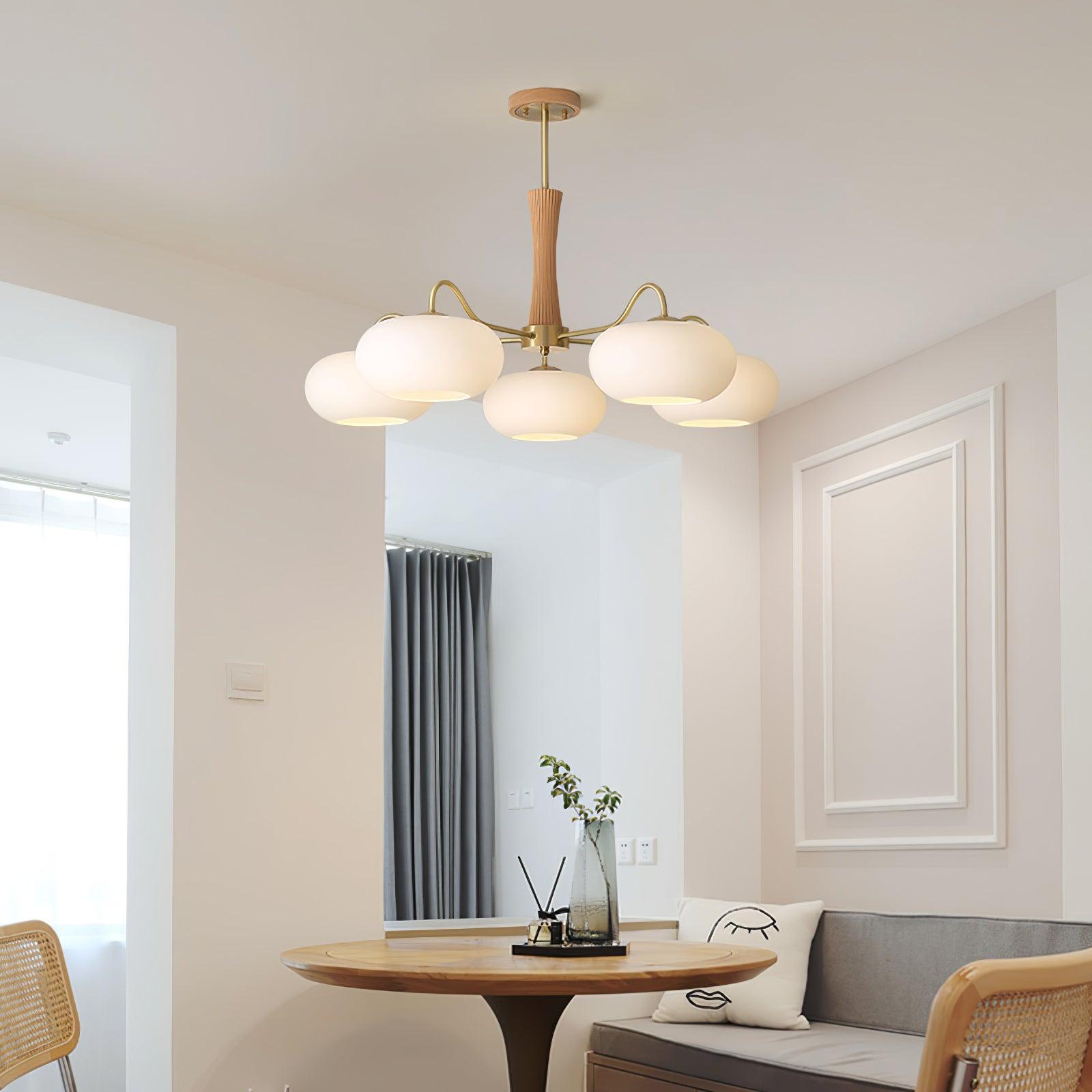Brass Wooden Persimmon Chandelier - Blowlighting