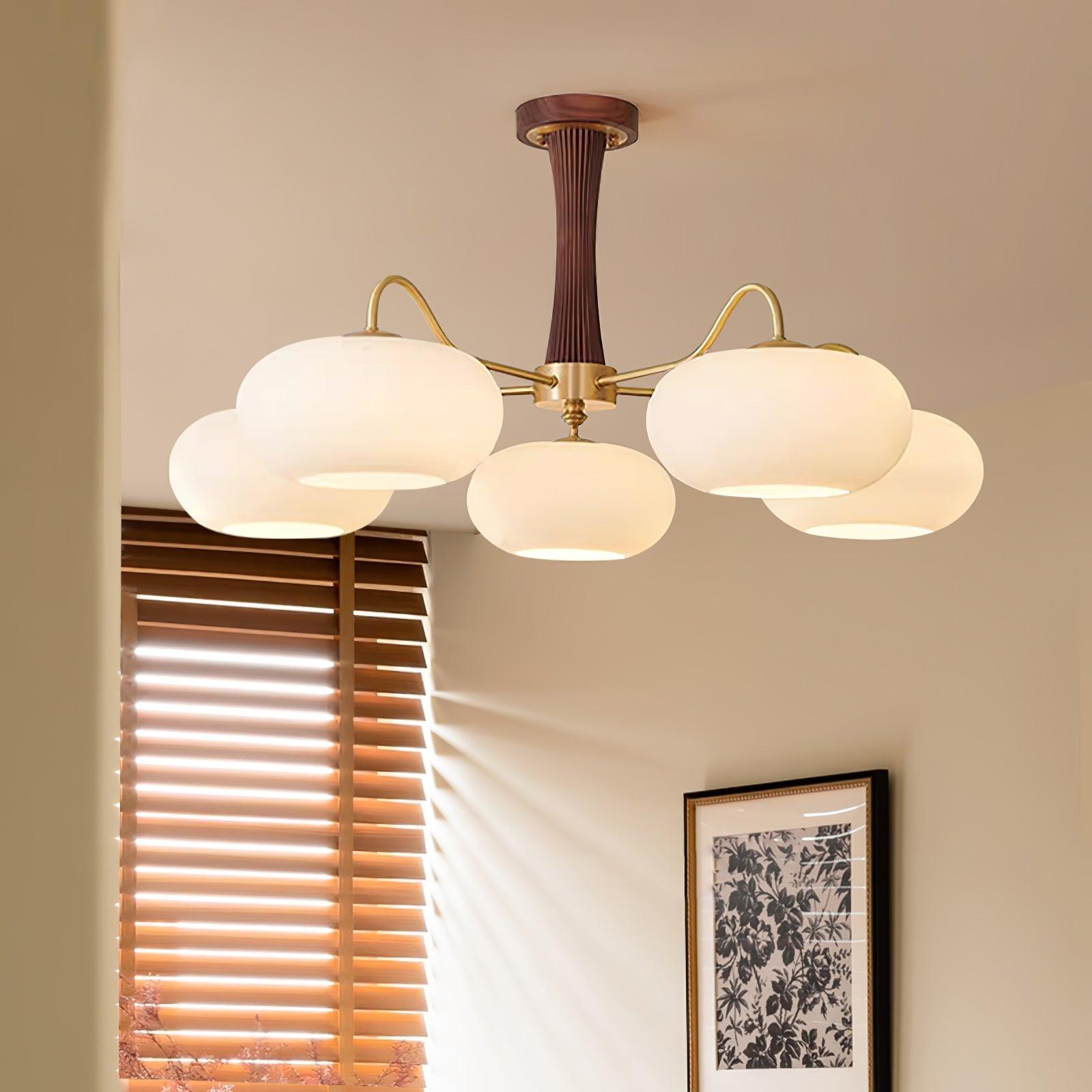 Brass Wooden Persimmon Chandelier - Blowlighting