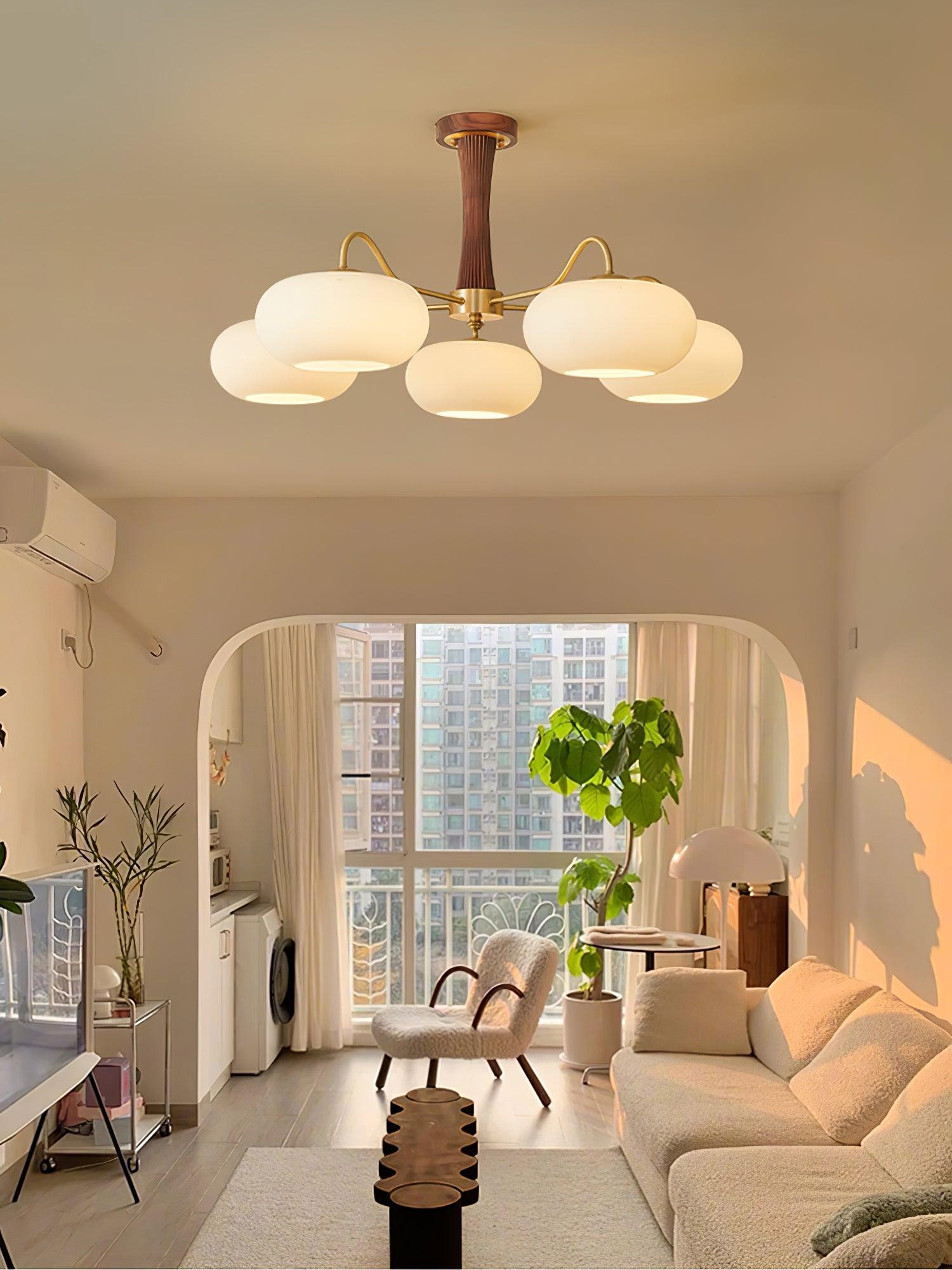 Brass Wooden Persimmon Chandelier - Blowlighting