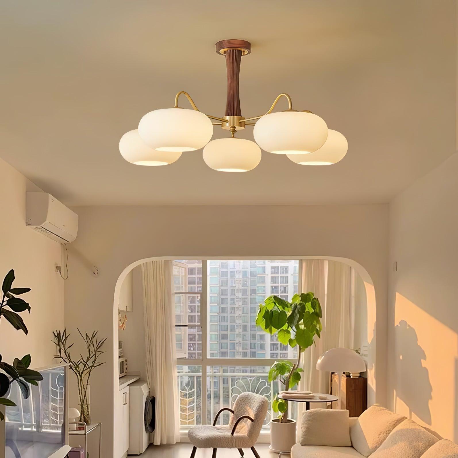 Brass Wooden Persimmon Chandelier - Blowlighting