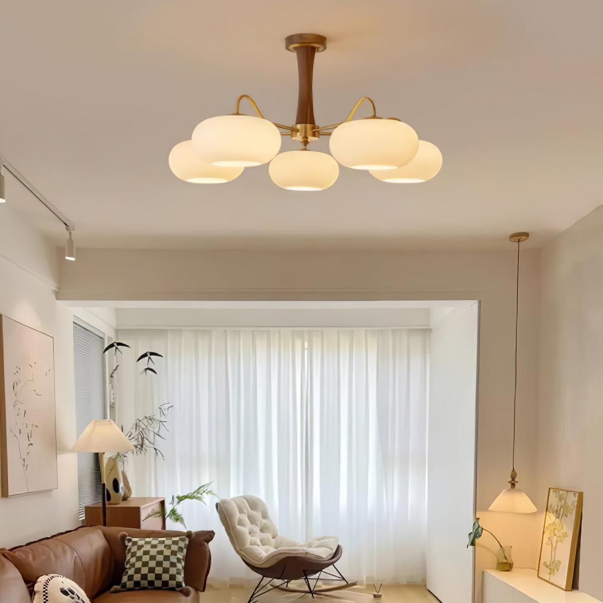 Brass Wooden Persimmon Chandelier - Blowlighting