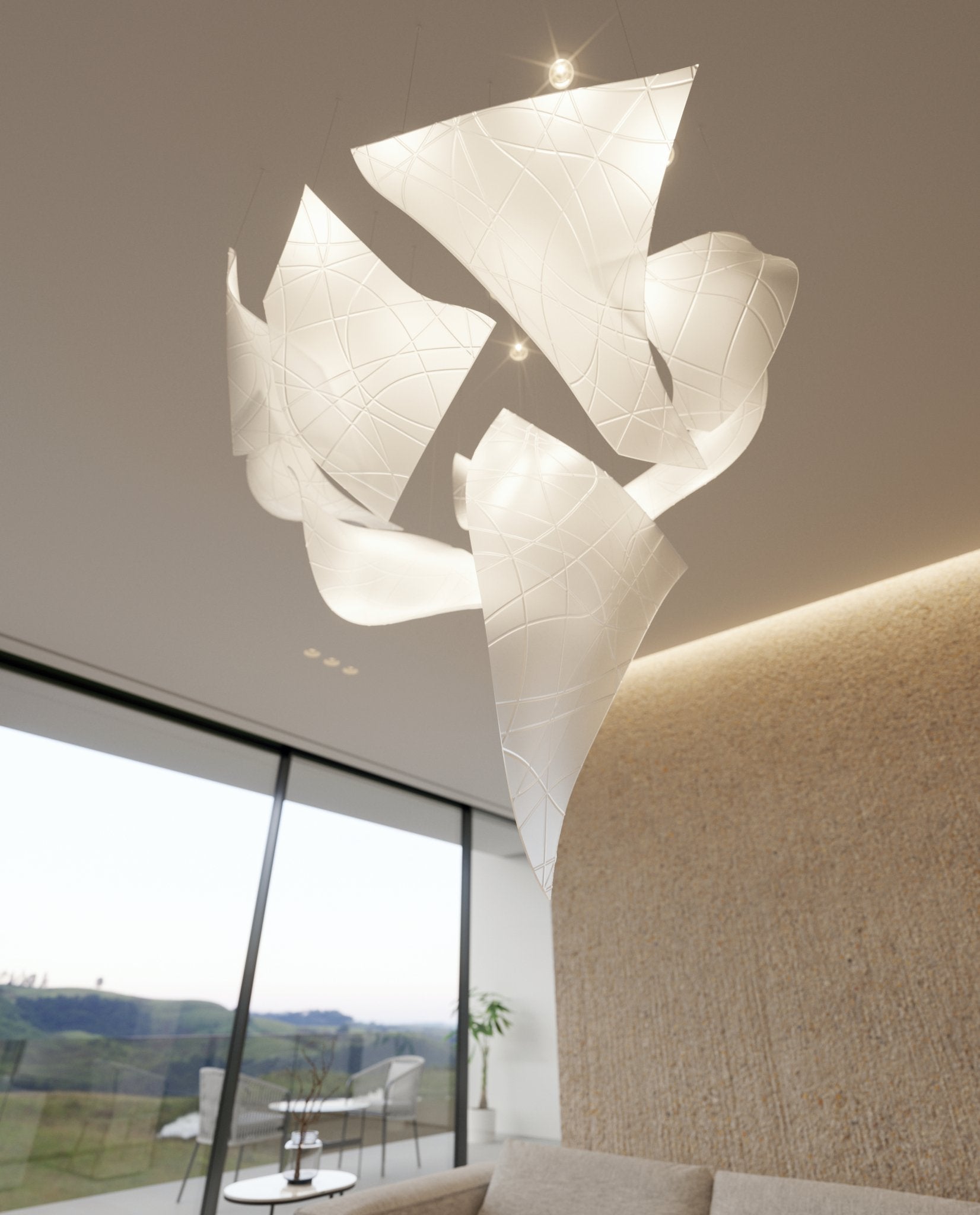 Alnoror Sculptural Gold Pendant Light - Blowlighting