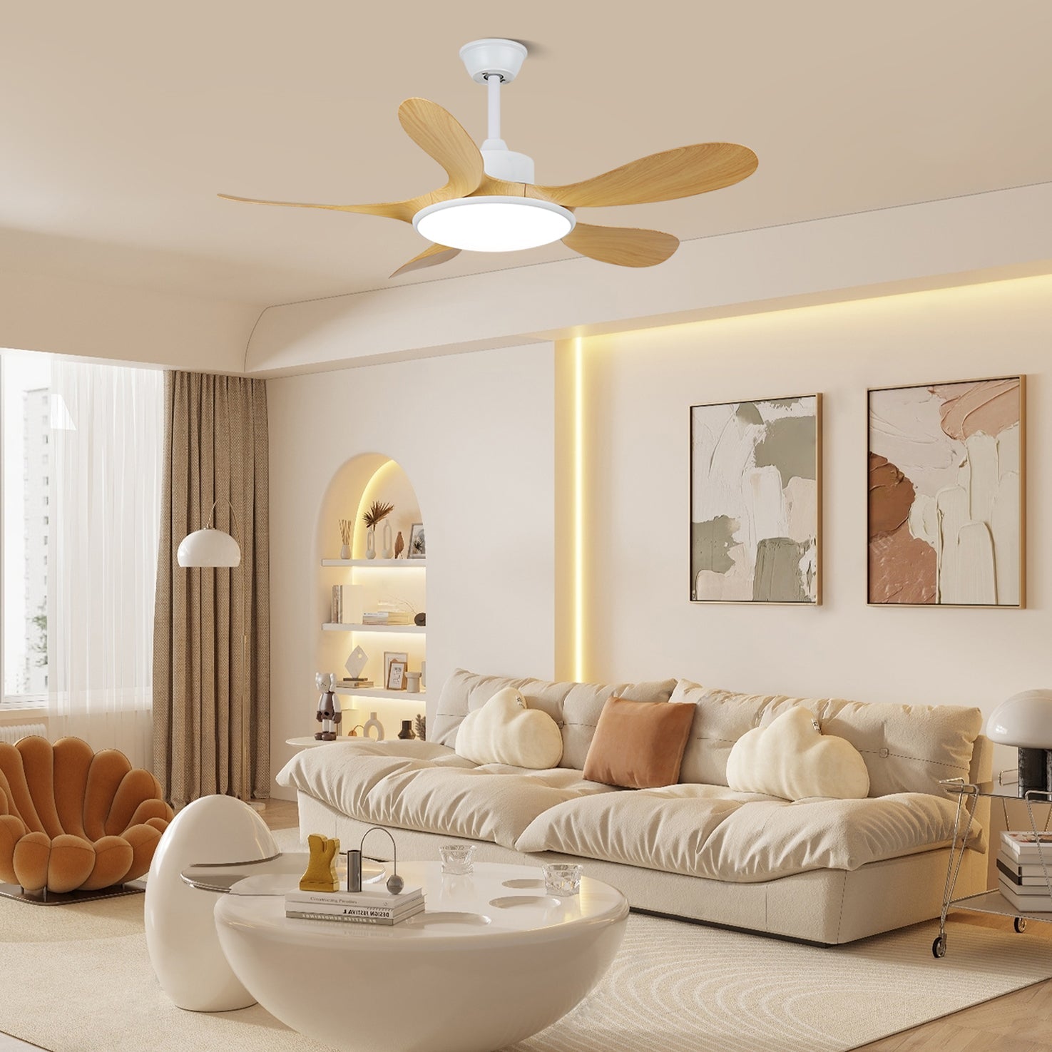 Elano Wood Ceiling Fan Light - Blowlighting