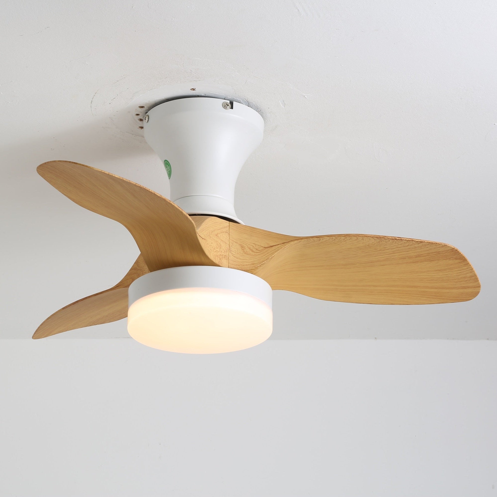 Nora Minimalist White Wood Ceiling Fan Light - Blowlighting