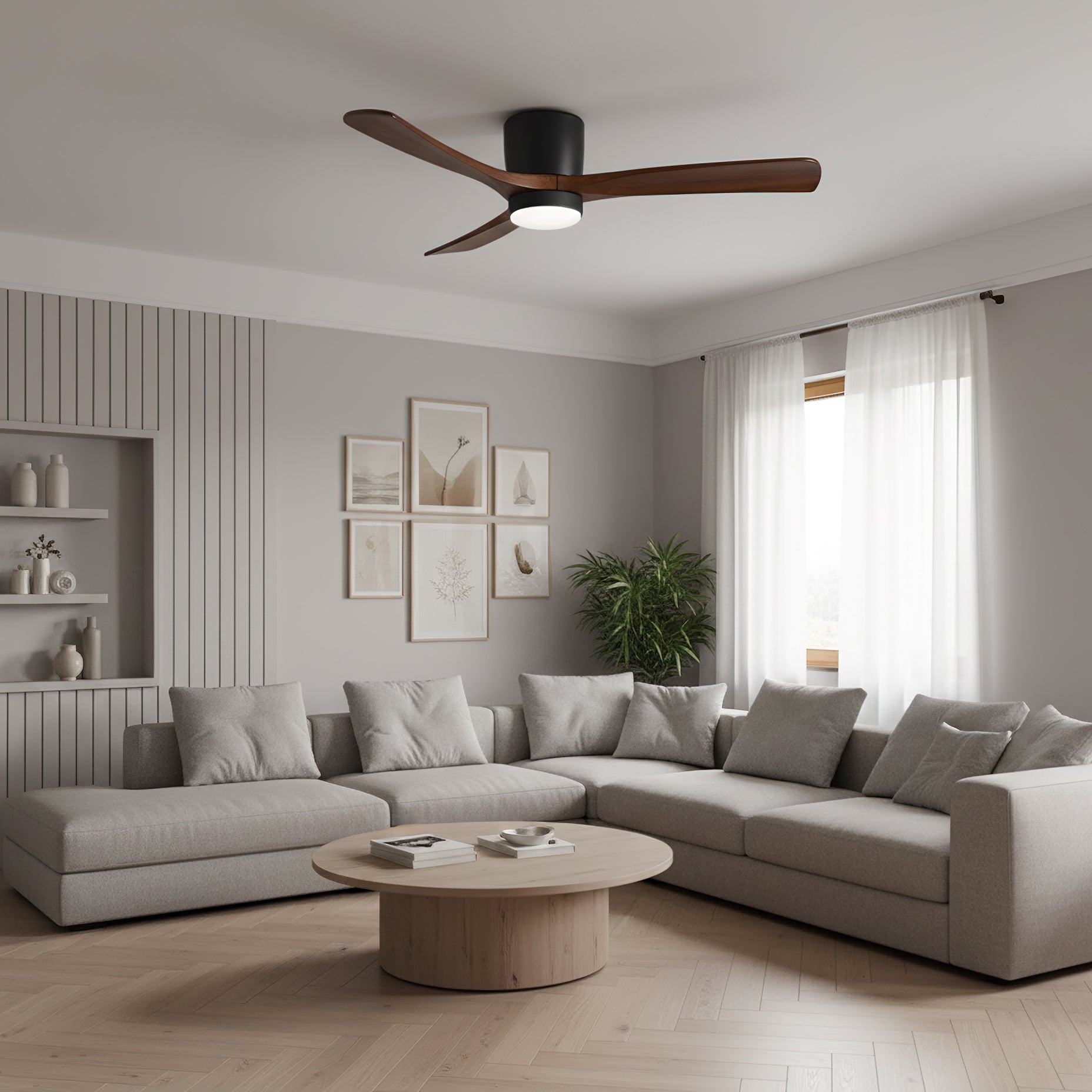 Brogan Modern Sycamore Wood Ceiling Fan Light