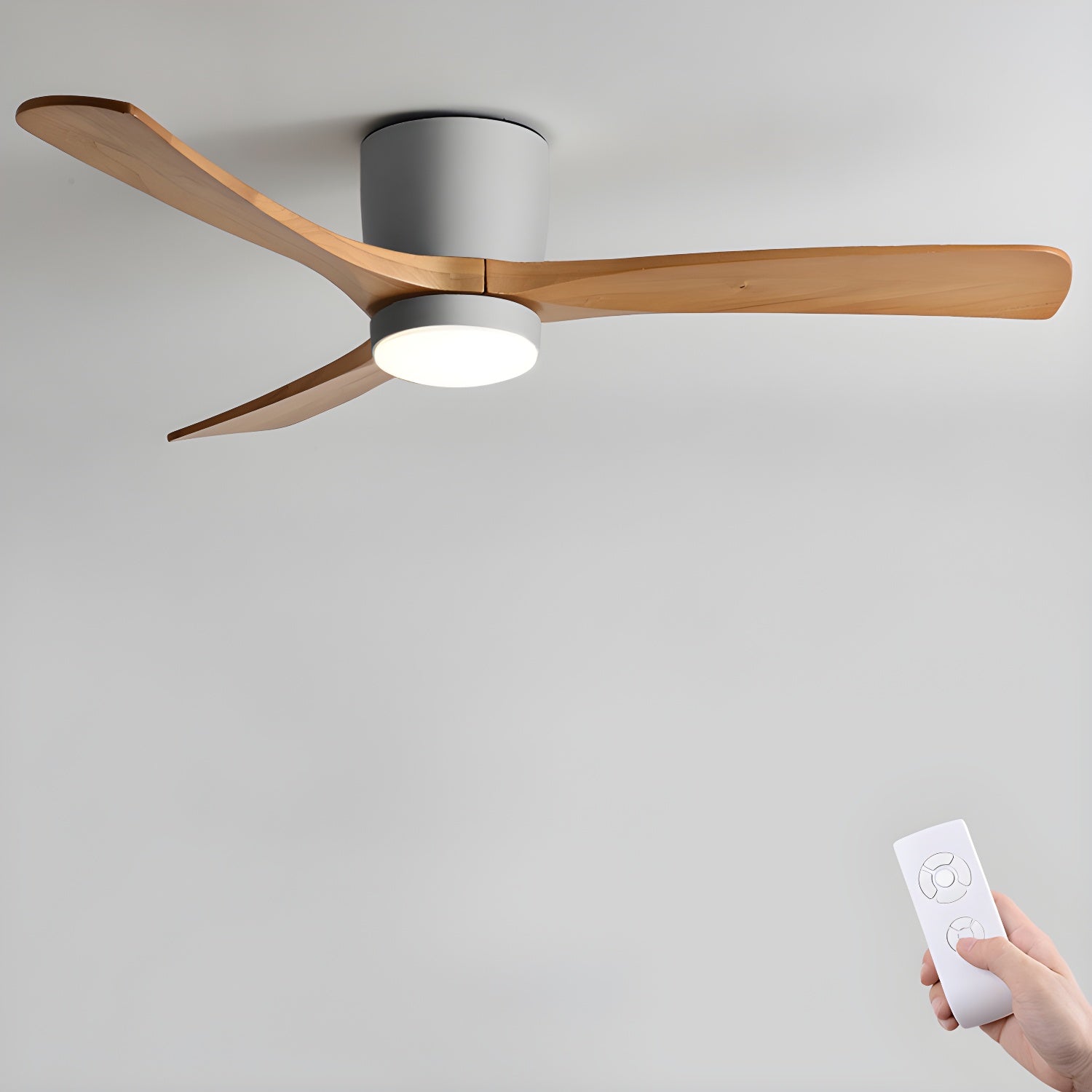 Brogan Modern Sycamore Wood Ceiling Fan Light