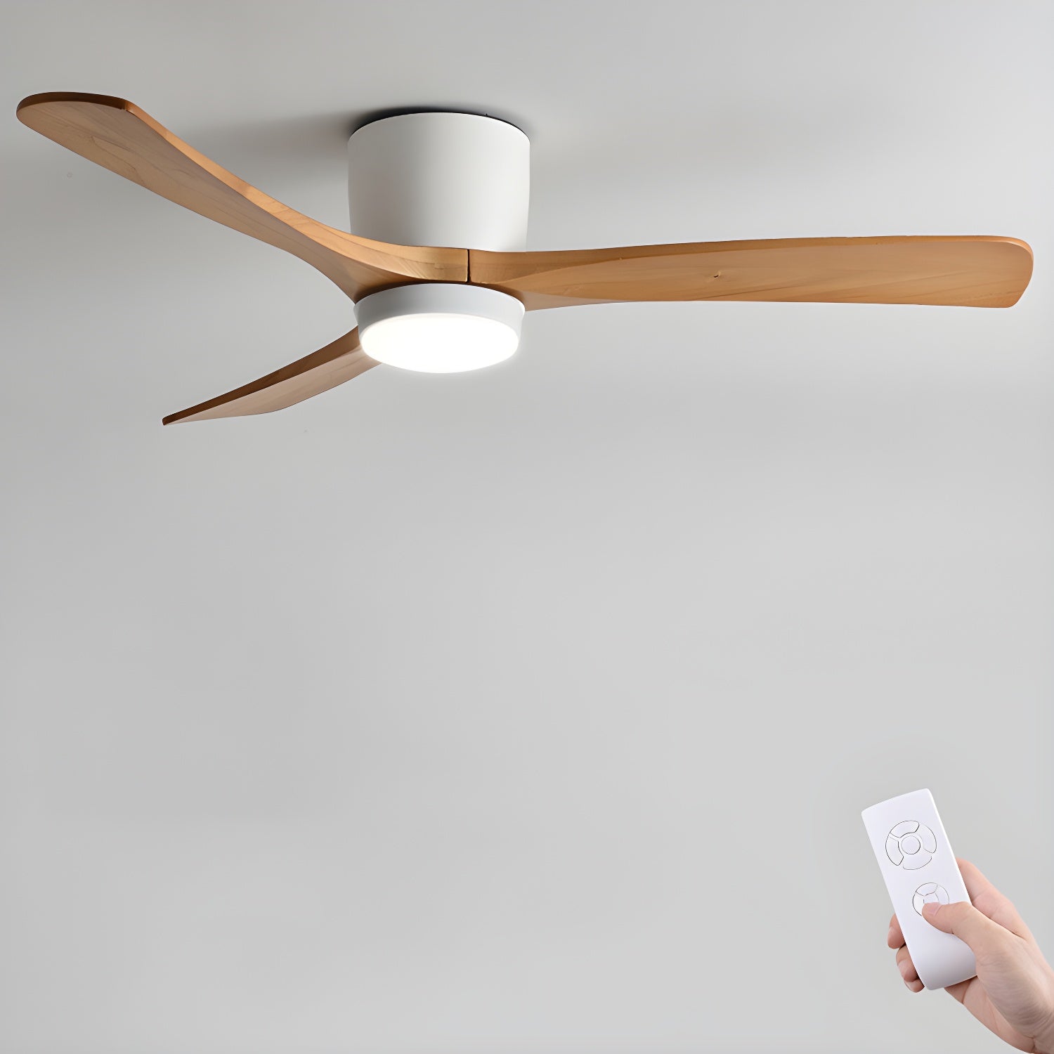 Brogan Modern Sycamore Wood Ceiling Fan Light