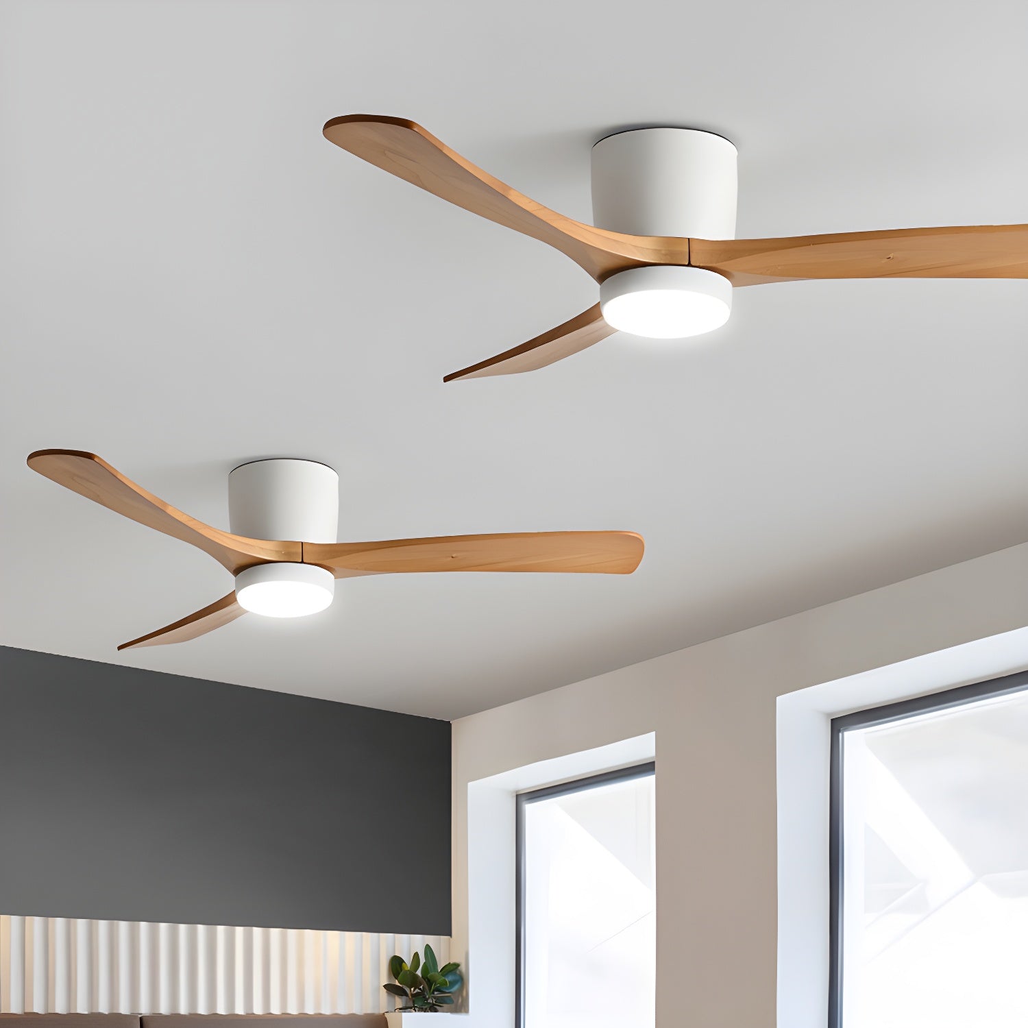 Brogan Modern Sycamore Wood Ceiling Fan Light