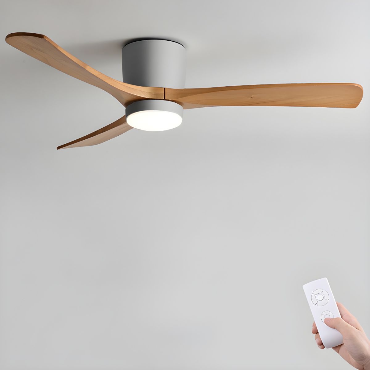 Brogan Modern Sycamore Wood Ceiling Fan Light