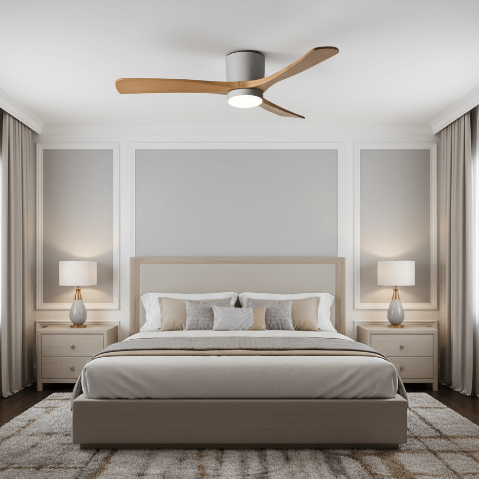 Brogan Modern Sycamore Wood Ceiling Fan Light