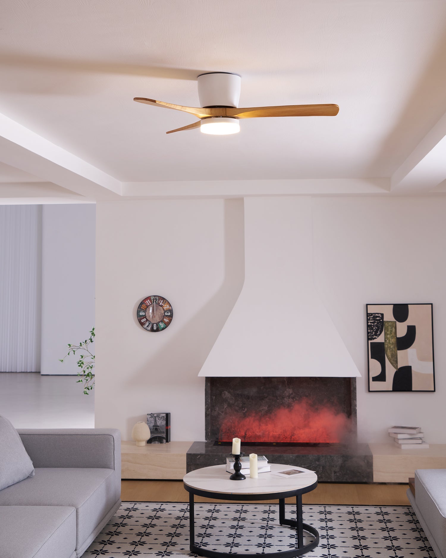 Brogan Modern Sycamore Wood Ceiling Fan Light