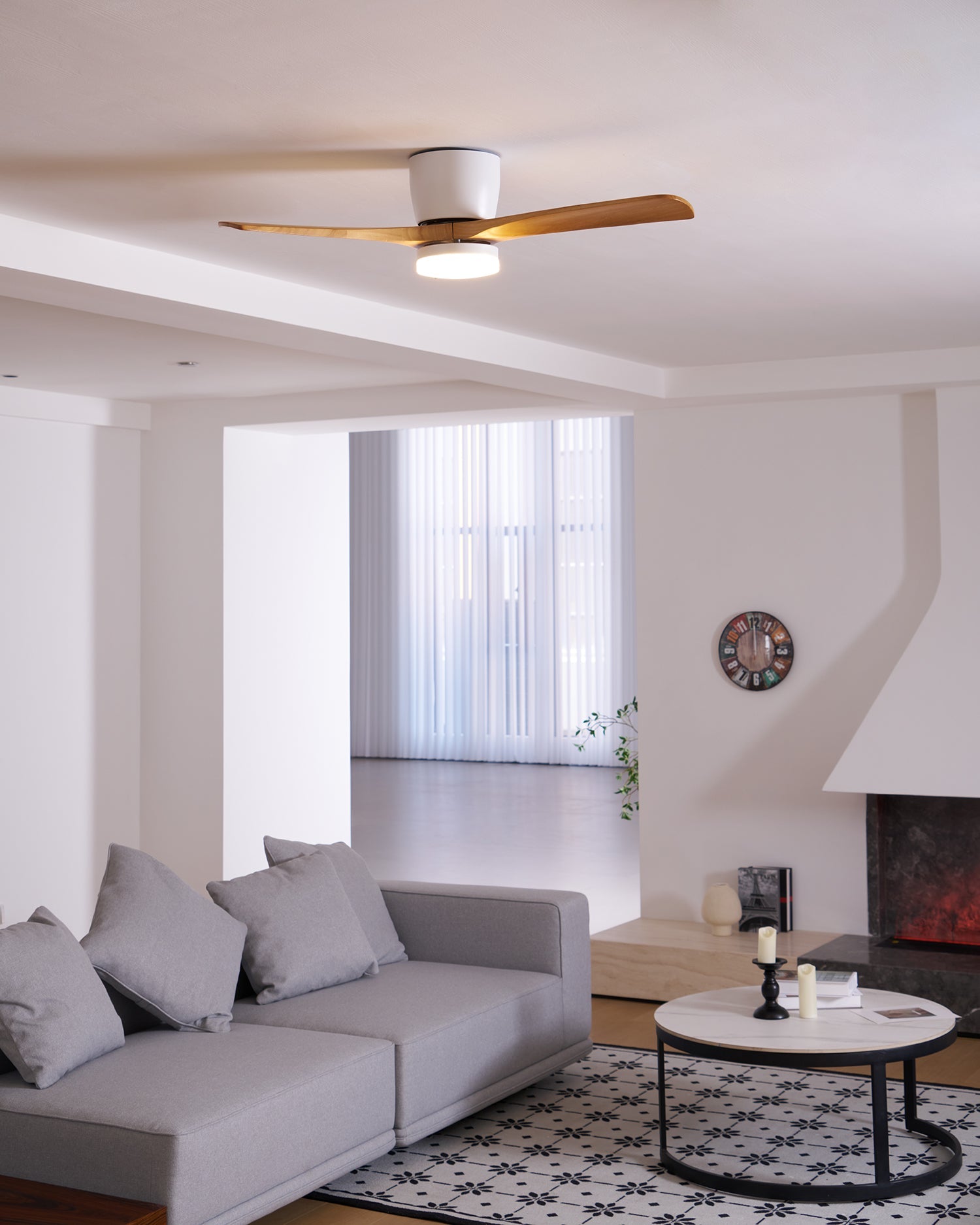 Brogan Modern Sycamore Wood Ceiling Fan Light