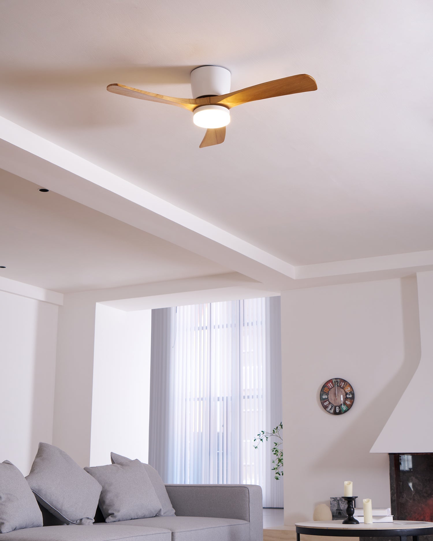 Brogan Modern Sycamore Wood Ceiling Fan Light