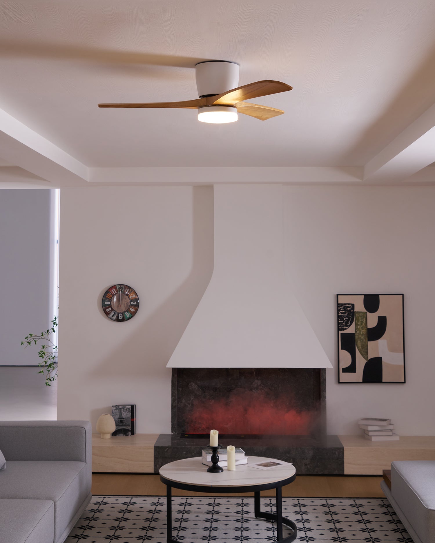 Brogan Modern Sycamore Wood Ceiling Fan Light