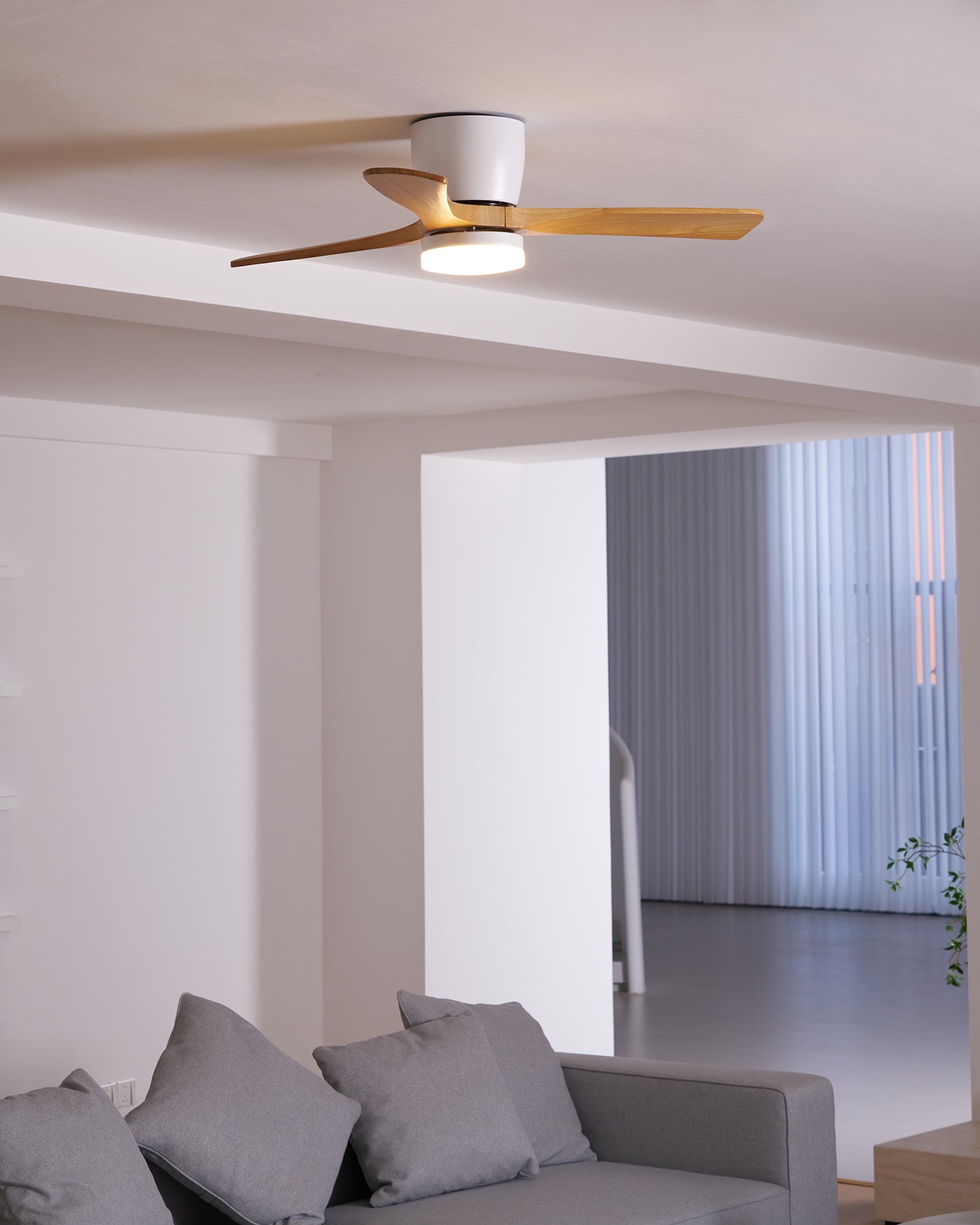 Brogan Modern Sycamore Wood Ceiling Fan Light