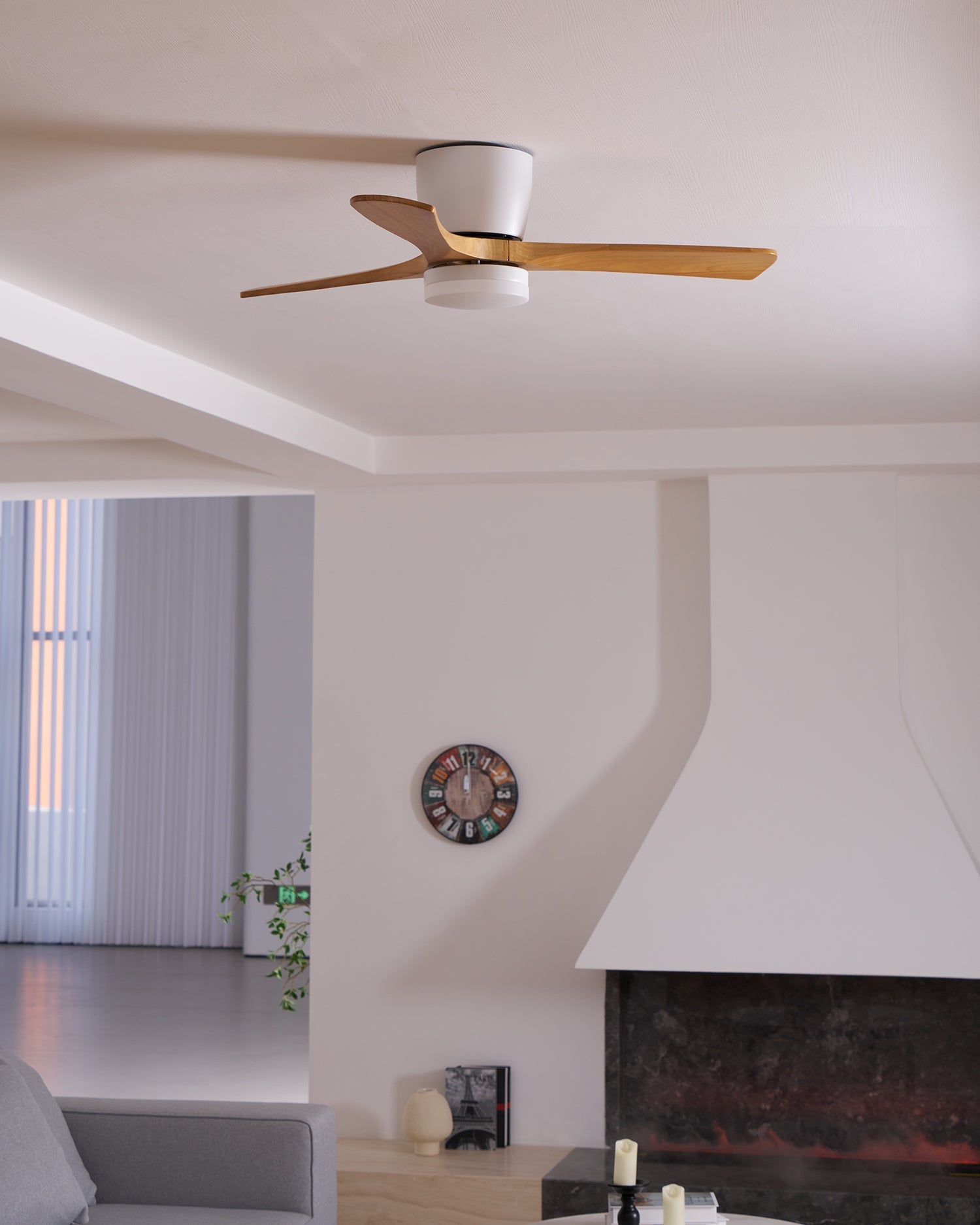 Brogan Modern Sycamore Wood Ceiling Fan Light